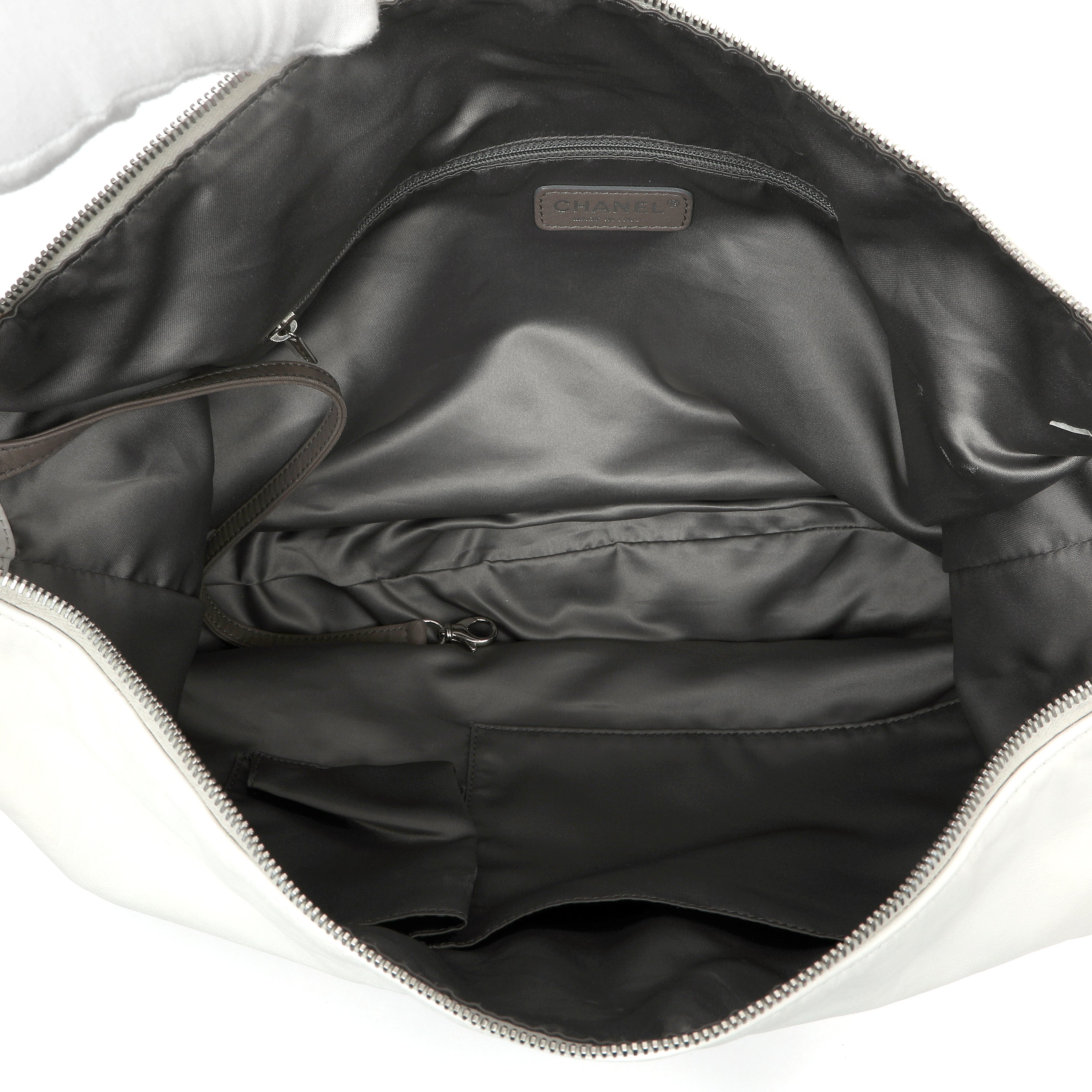 Chanel White Chain Hobo Bag 2008 Cruise Collection Large CC Logo