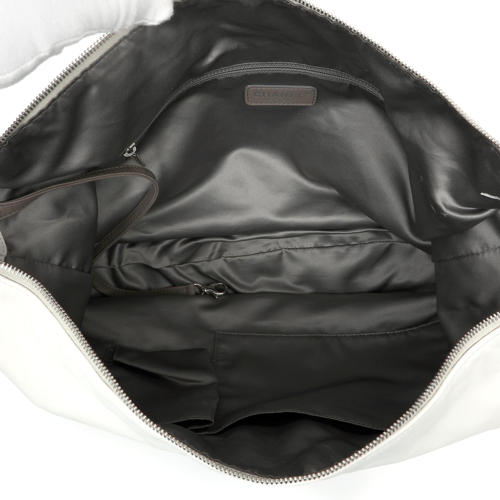 Chanel White Chain Hobo Bag 2008 Cruise Collection Large CC Logo