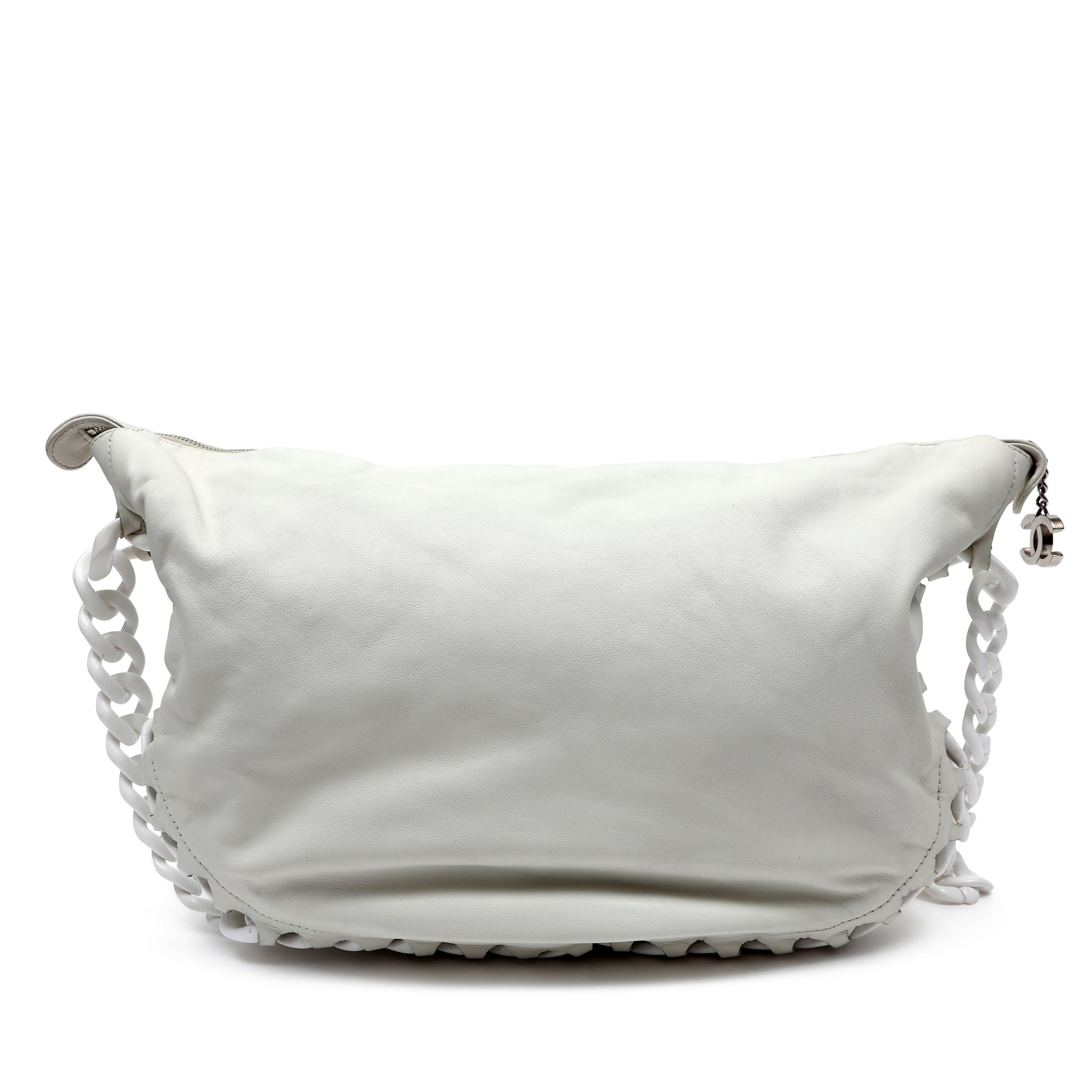 Chanel White Chain Hobo Bag 2008 Cruise Collection Large CC Logo