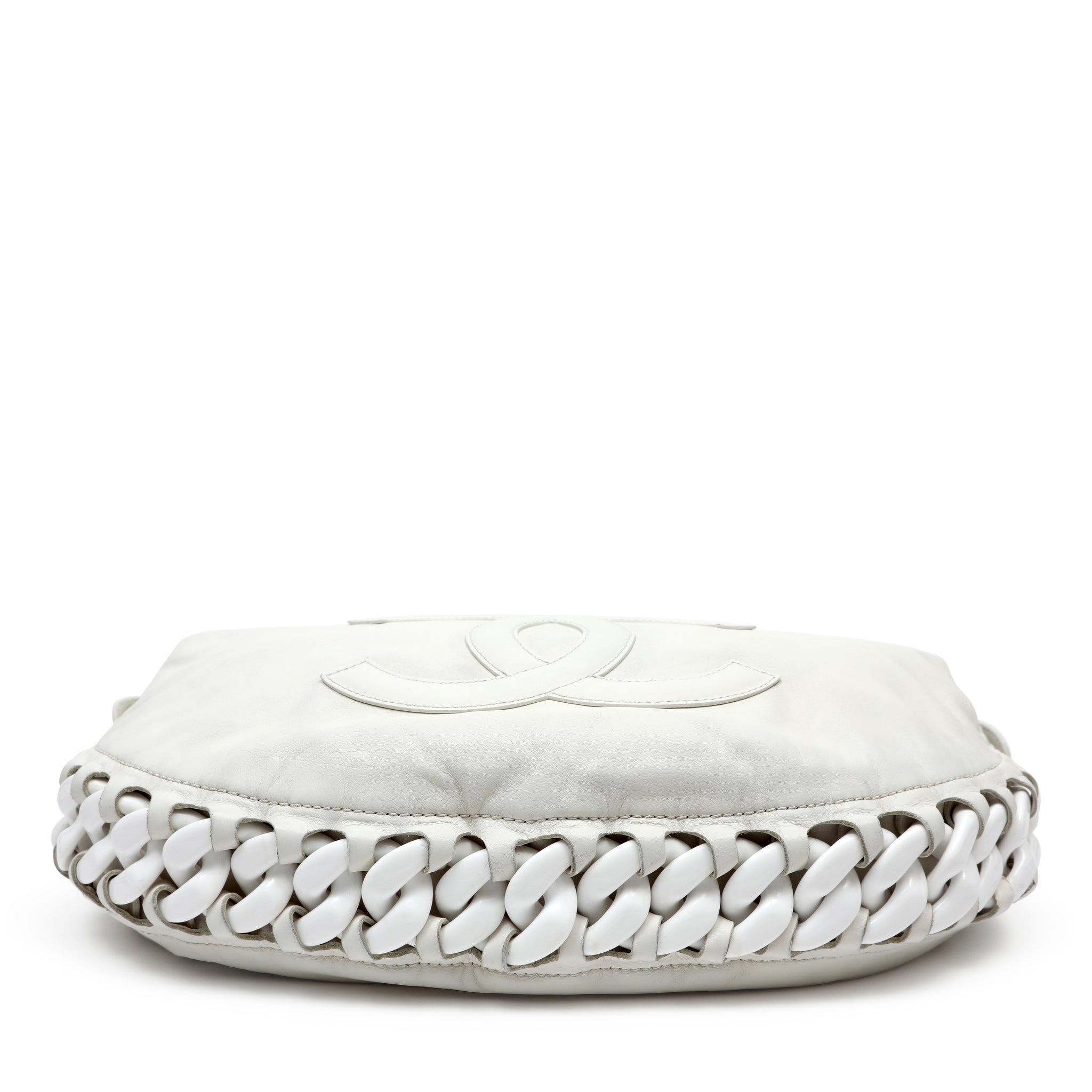 Chanel White Chain Hobo Bag 2008 Cruise Collection Large CC Logo