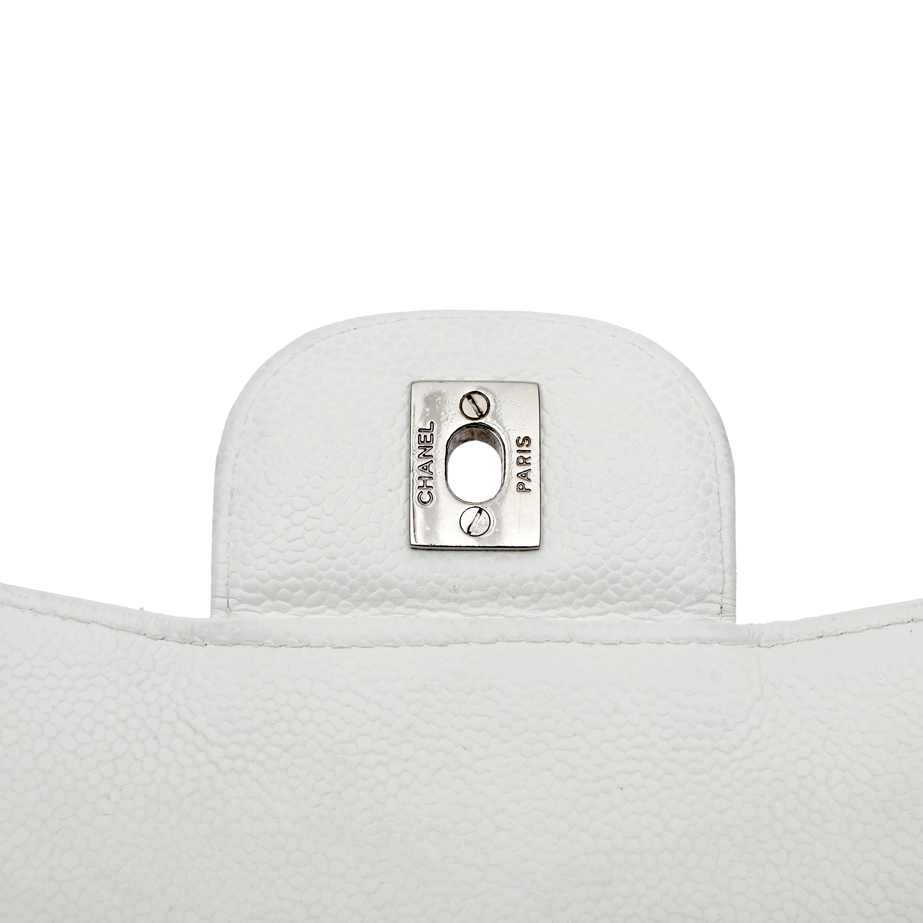 Chanel White Jumbo Classic Flap Bag Caviar Leather w SH