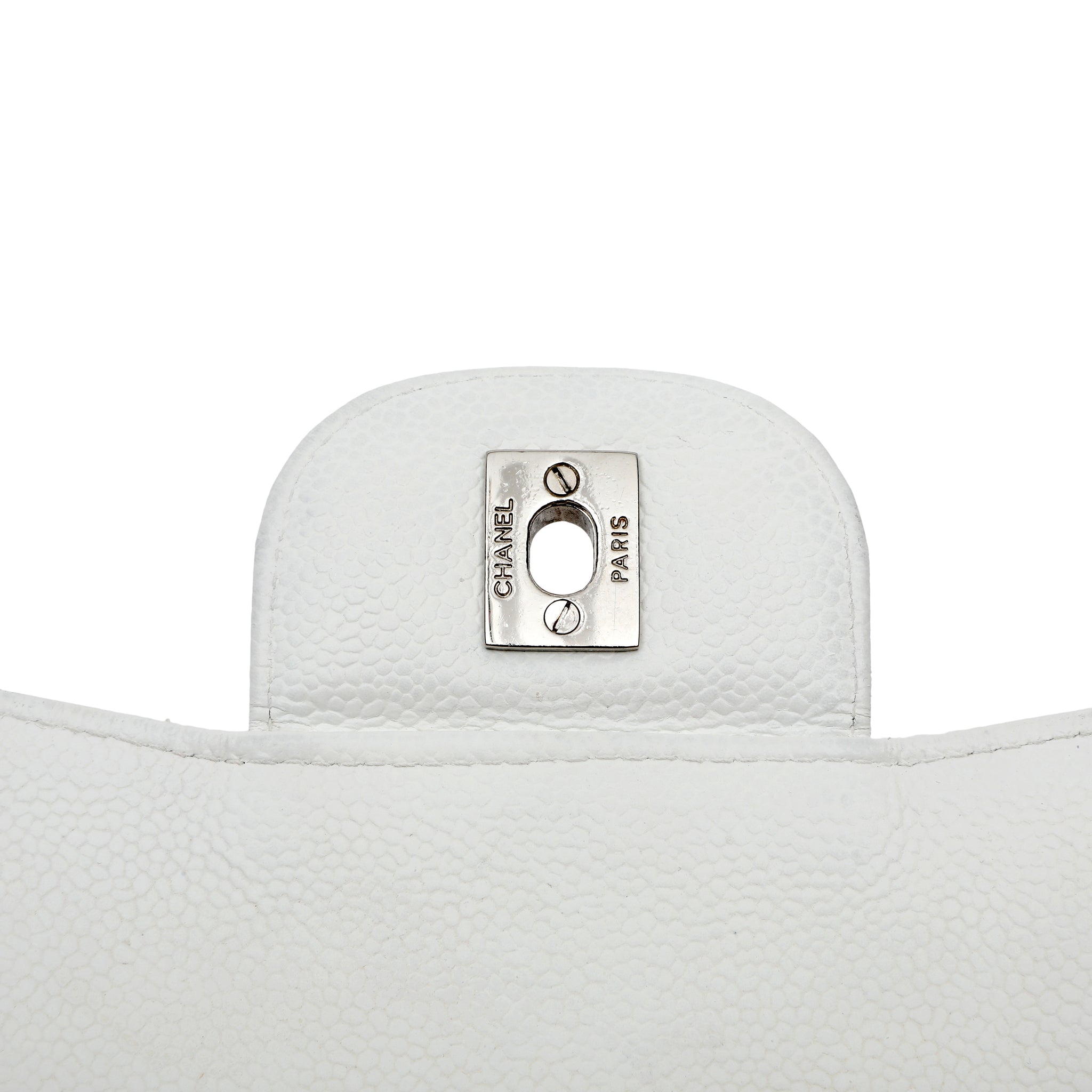 Chanel White Jumbo Classic Flap Bag Caviar Leather w SH