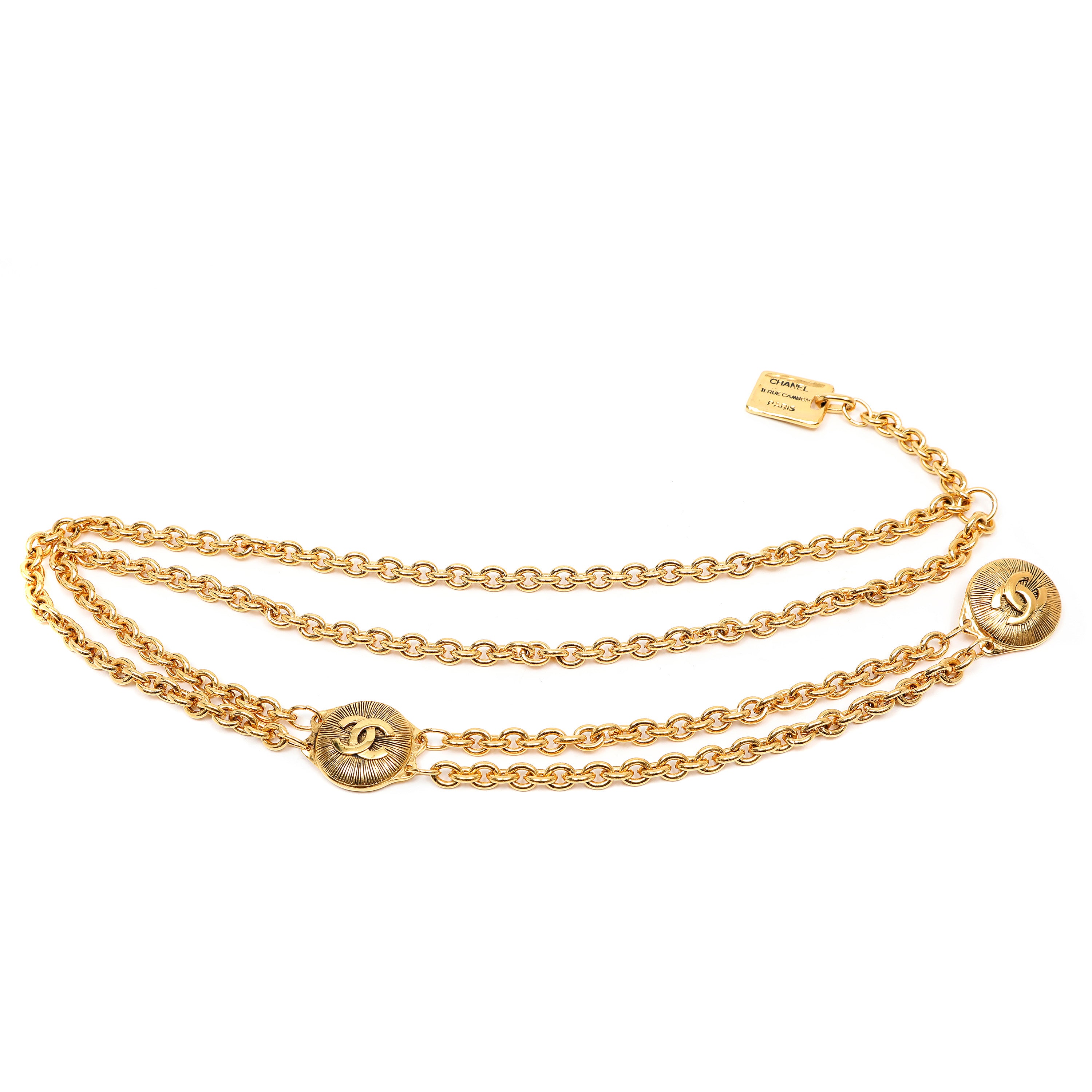 Chanel Vintage CC Button Gold Chain Belt