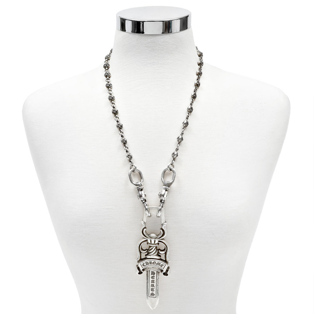 Chrome Hearts XXXL Dagger Pendant w/26in Cross Ball Wallet Chain