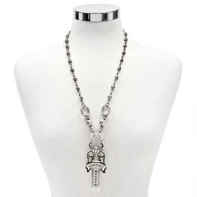 Chrome Hearts XXXL Dagger Pendant w/26in Cross Ball Wallet Chain