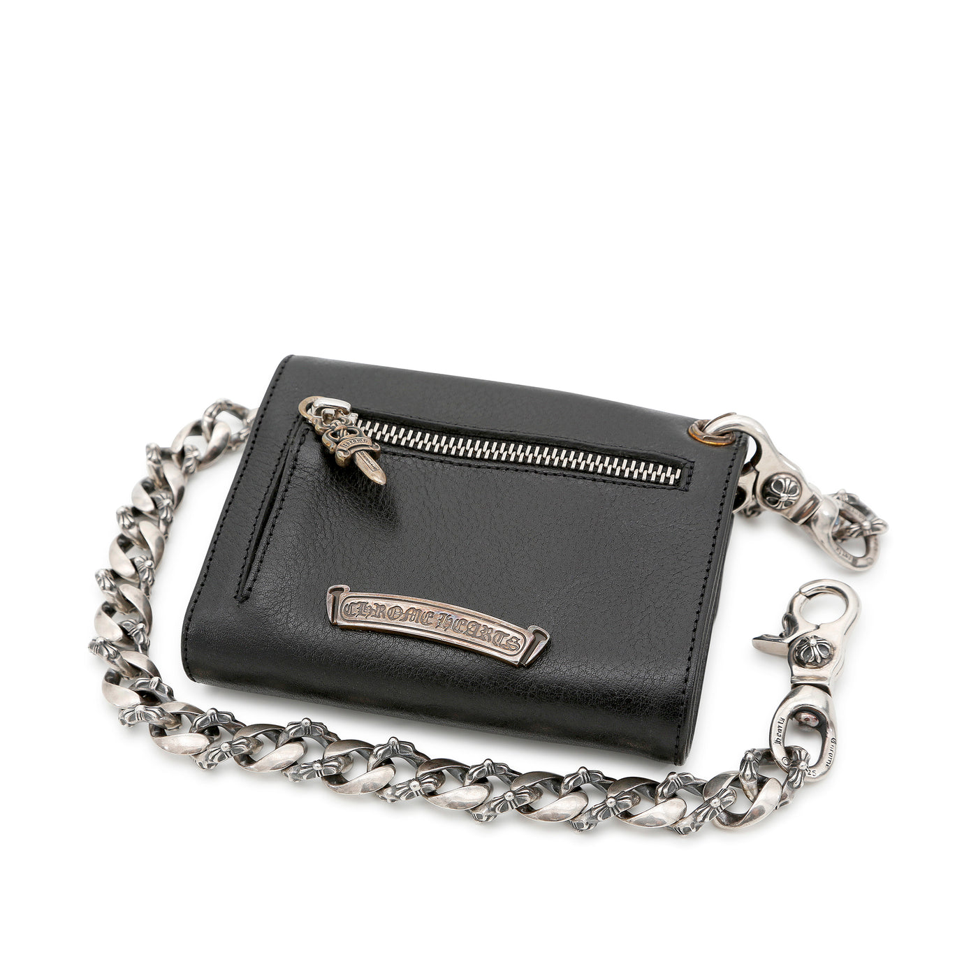Chrome Hearts Wave Mini Black Leather w/22in Fancy Link Wallet 