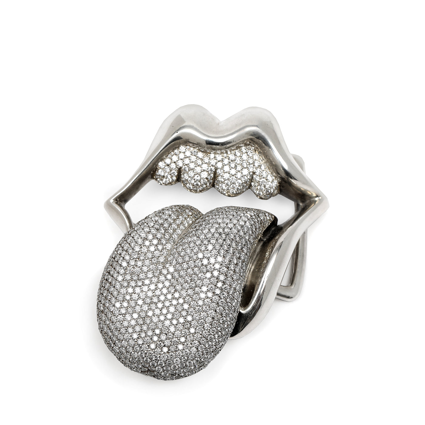ス*ー様 Chrome Hearts Rolling Stones メッシュ キ Chrome Hearts x Rolling Stones Sterling Silver Diamond Belt Buckle