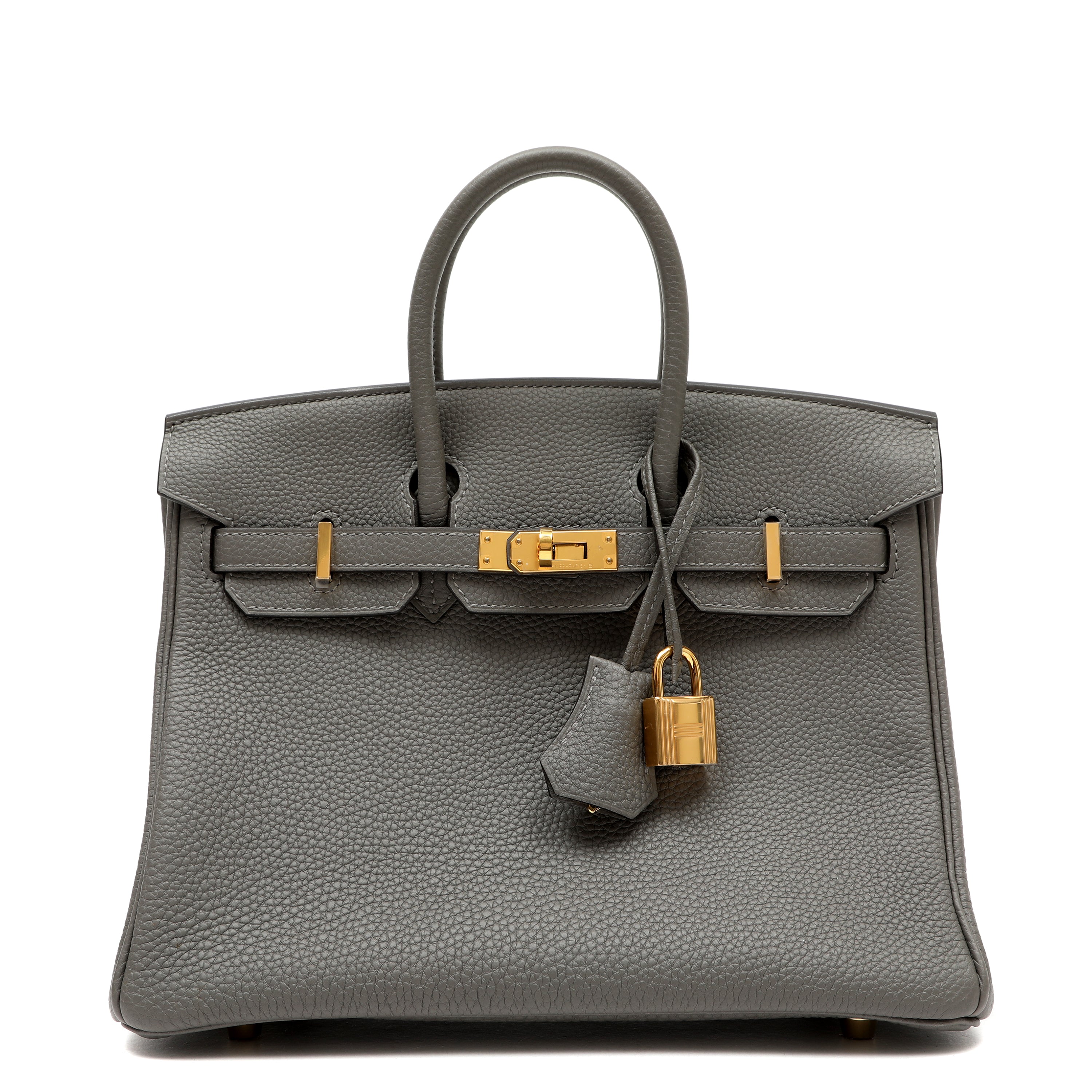 Hermès Birkin 25cm Handbag Gris Etain Togo Leather w GH