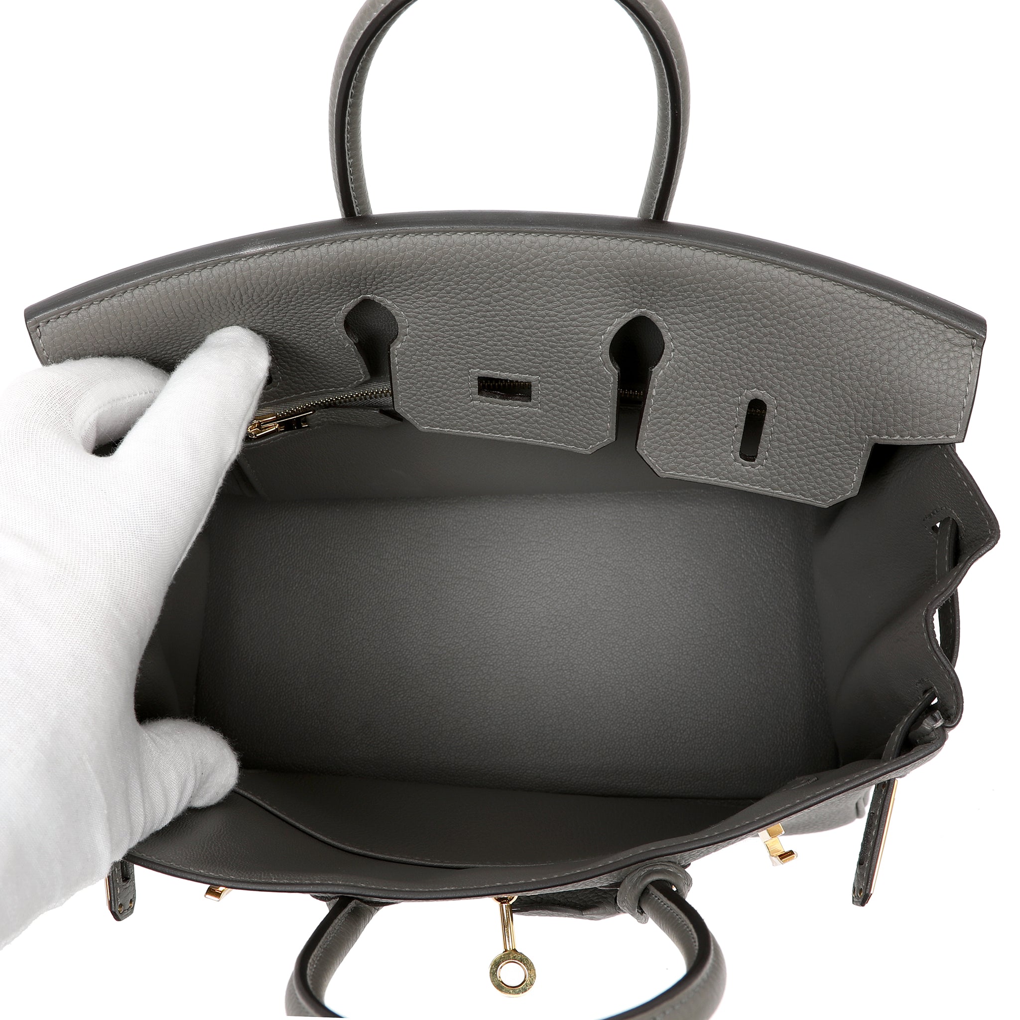 Hermès Birkin 25cm Handbag Gris Etain Togo Leather w GH