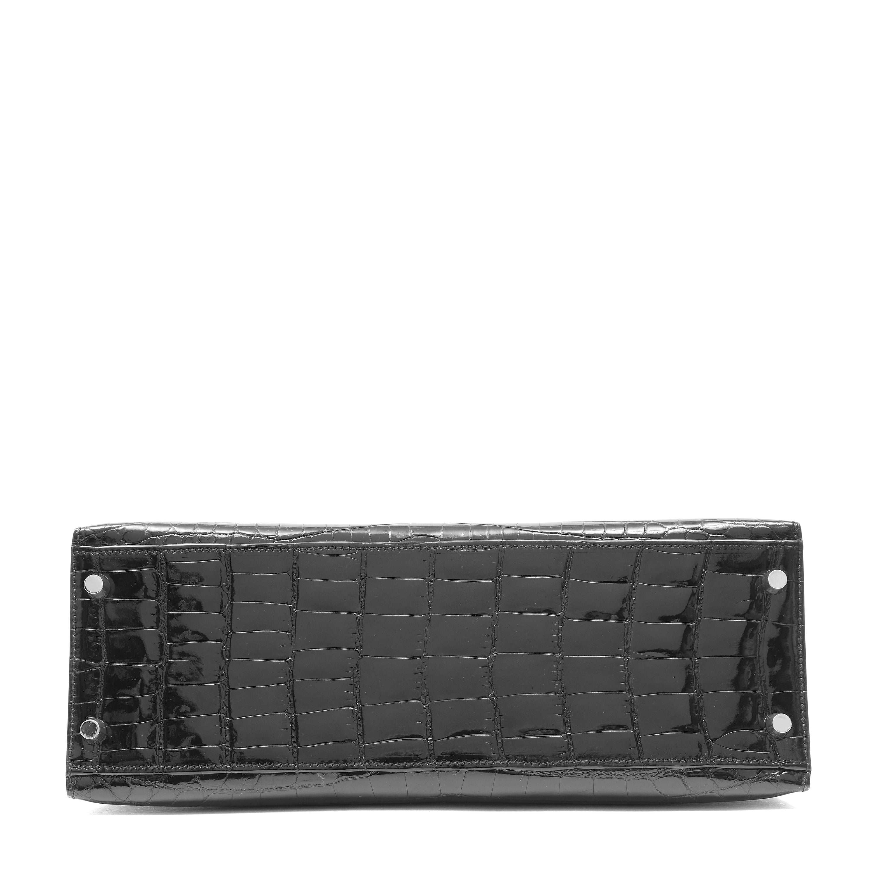 Hermès Kelly 32cm Bag Black Shiny Porosus Crocodile w PH