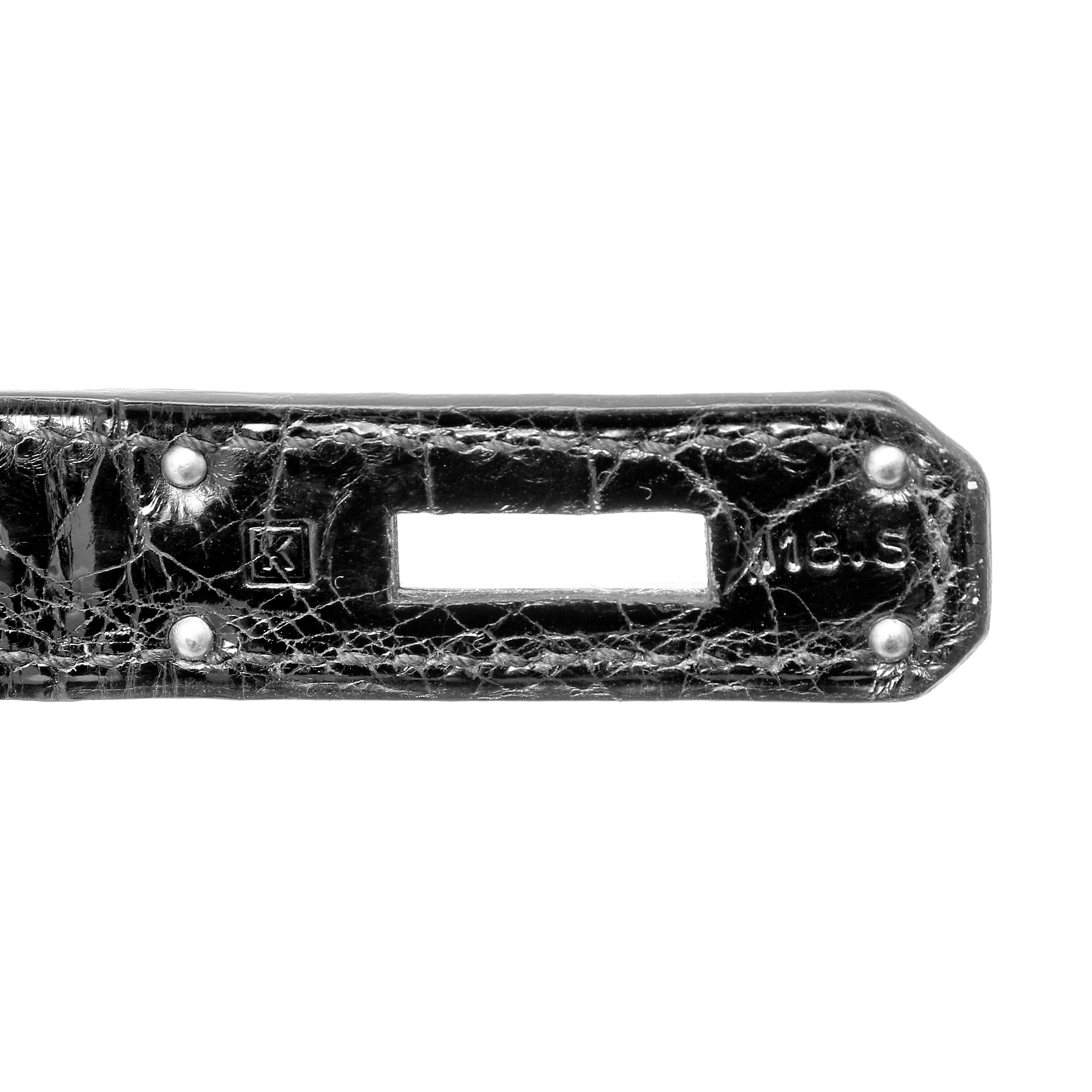 Hermès Kelly 32cm Bag Black Shiny Porosus Crocodile w PH