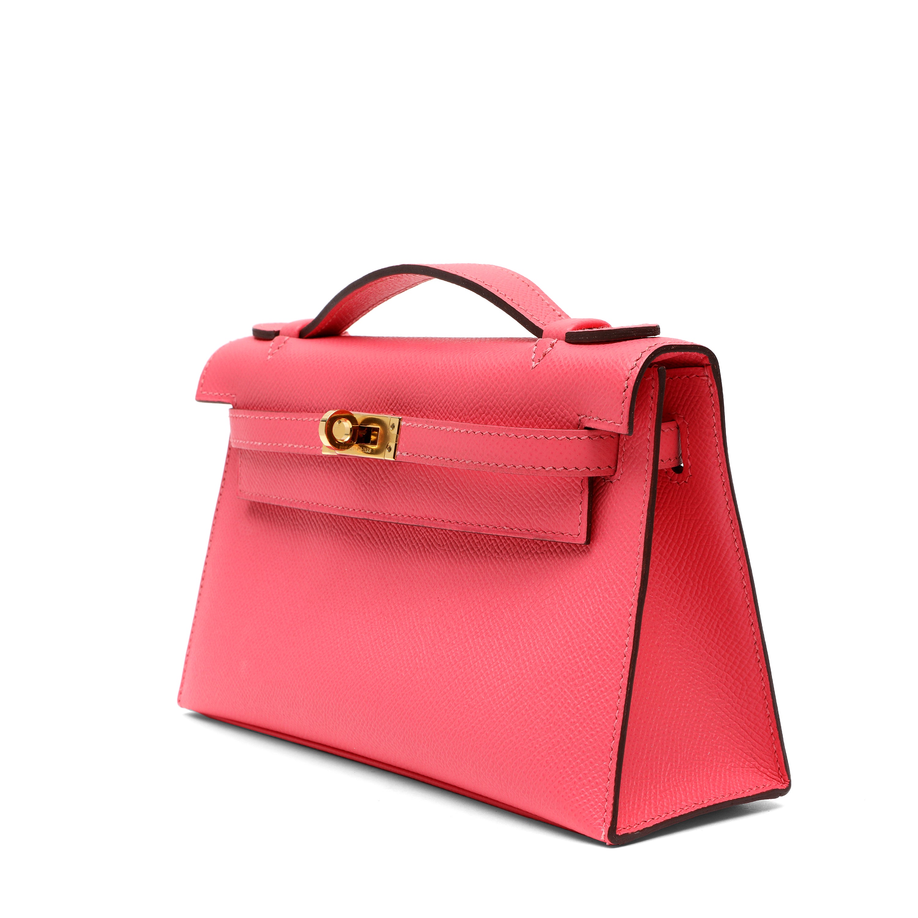 Hermès Kelly Pochette Rose Azalée Epsom Leather w GH