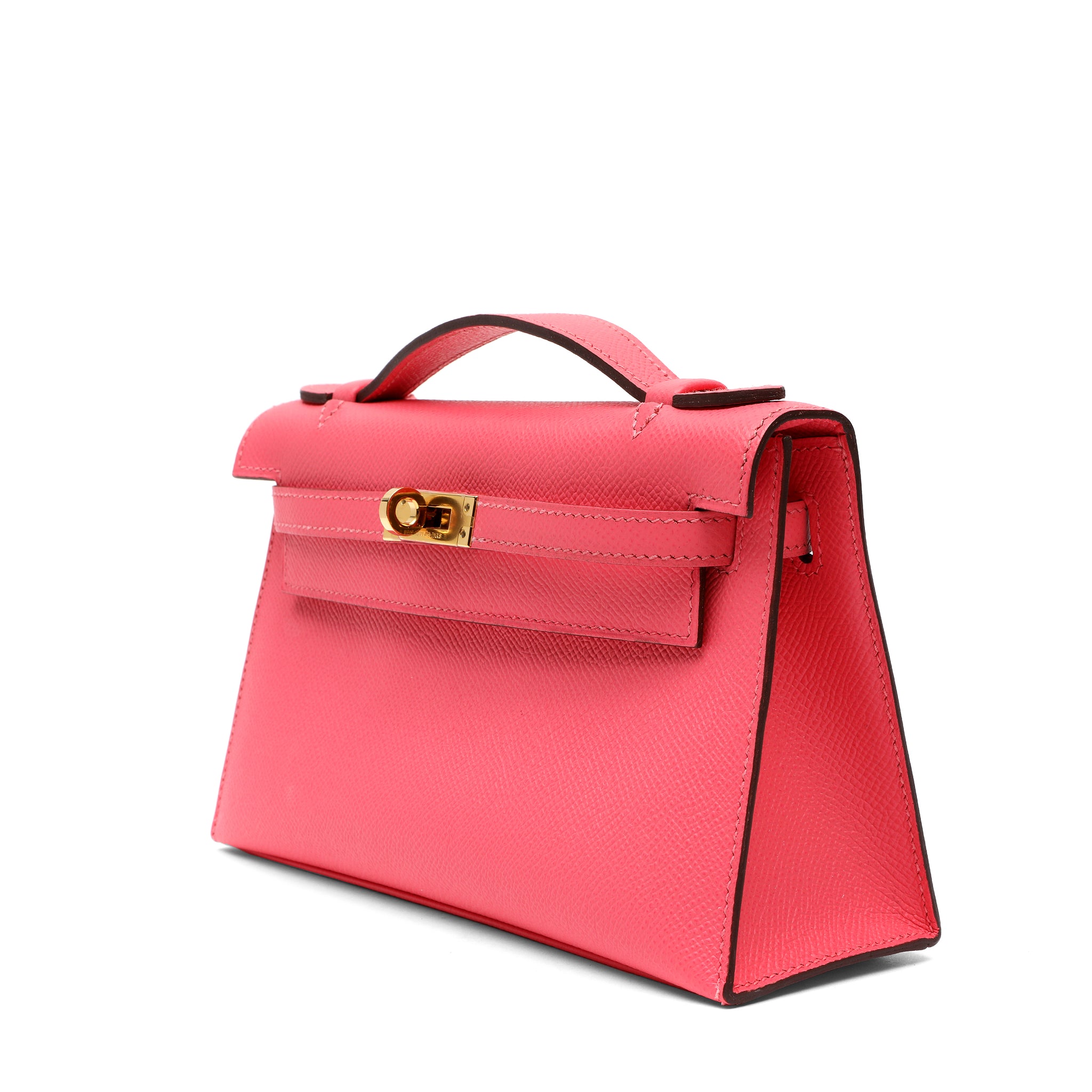 Hermès Kelly Pochette Rose Azalée Epsom Leather w GH