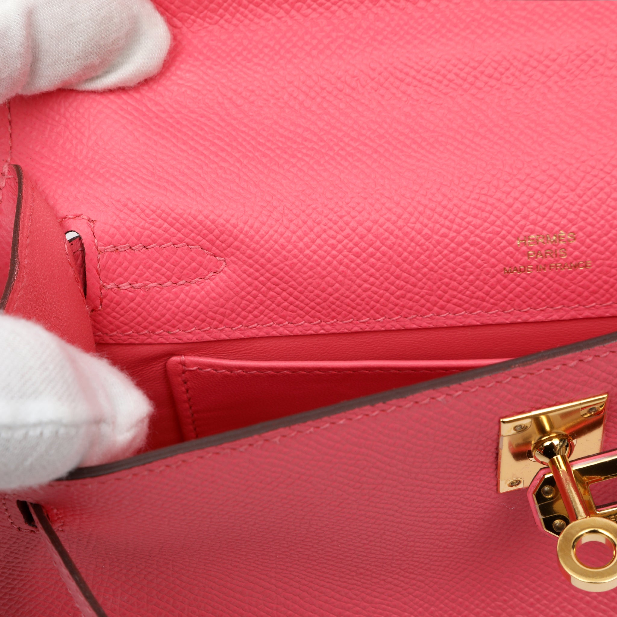 Hermès Kelly Pochette Rose Azalée Epsom Leather w GH