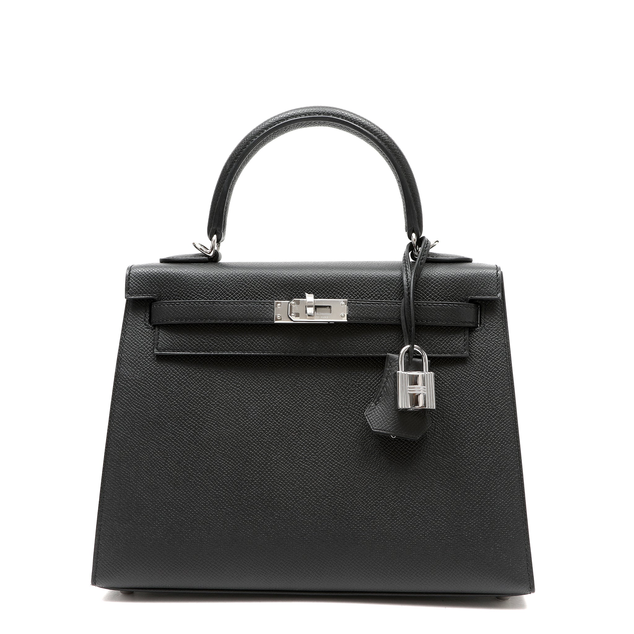 Hermès Kelly Sellier 25cm Black Handbag Epsom Leather w PH