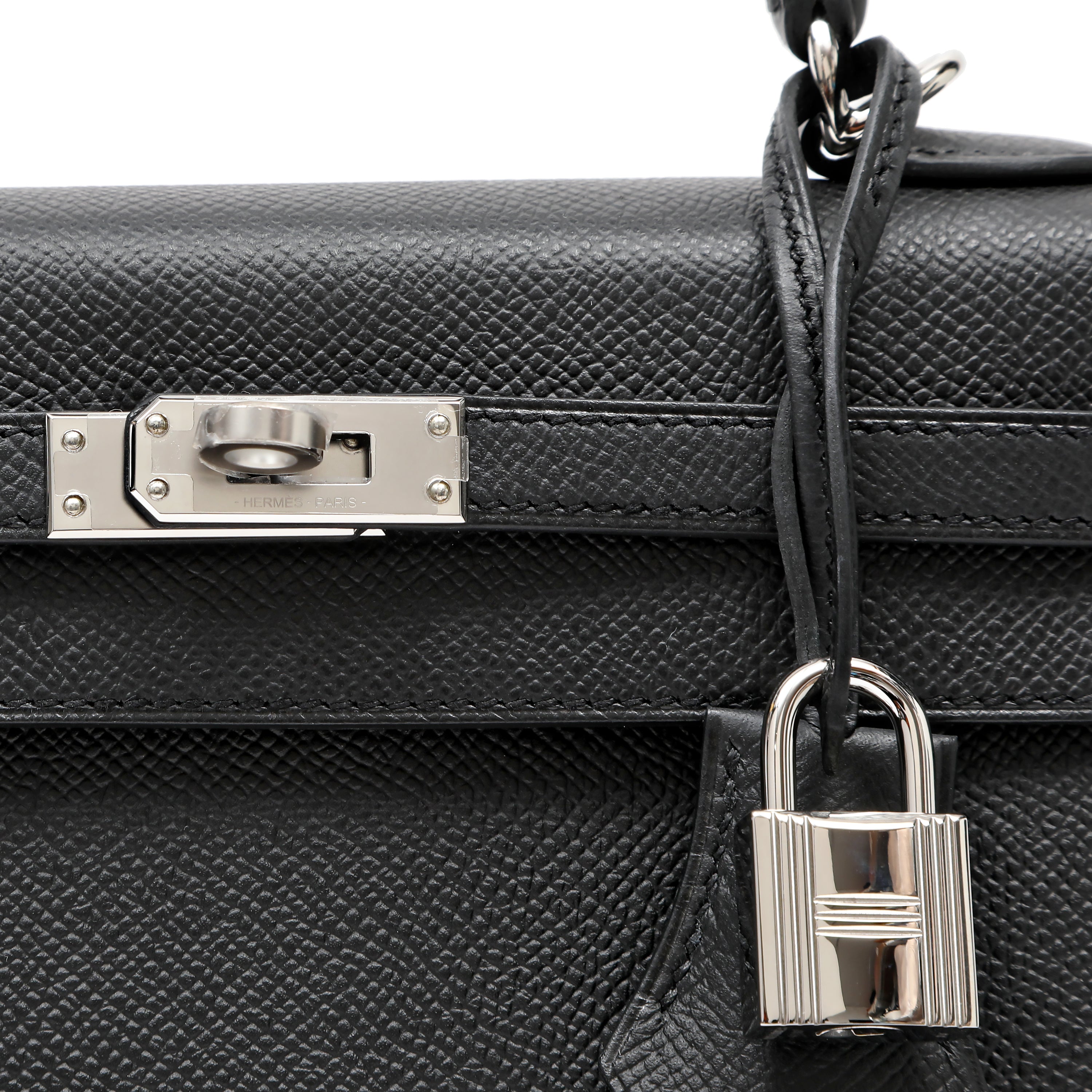 Hermès Kelly Sellier 25cm Black Handbag Epsom Leather w PH