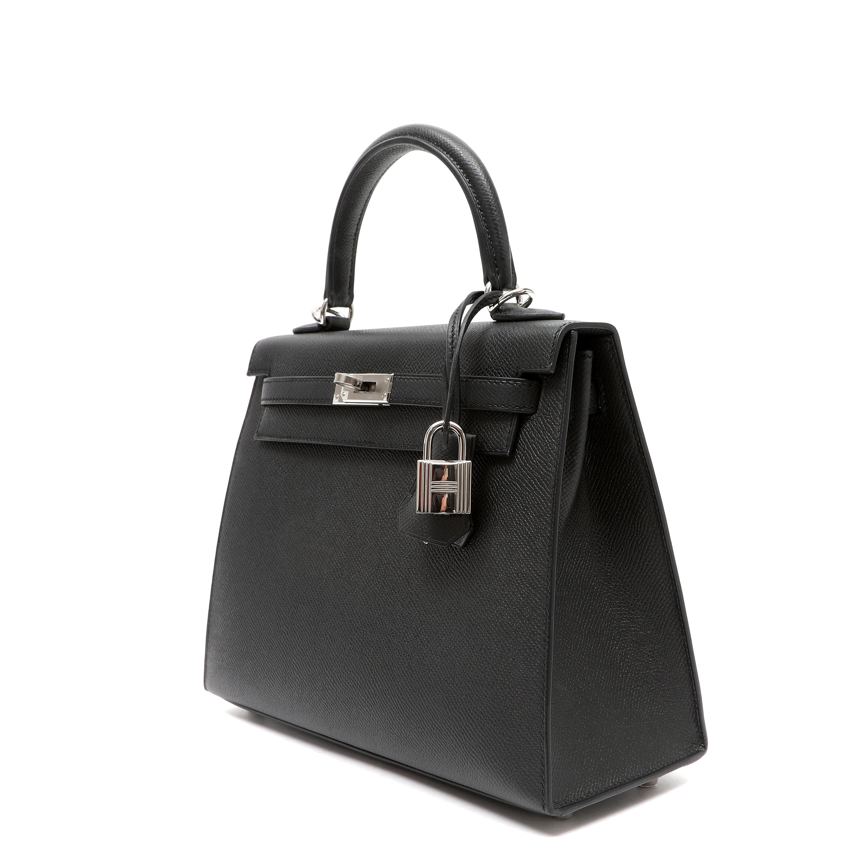 Hermès Kelly Sellier 25cm Black Handbag Epsom Leather w PH