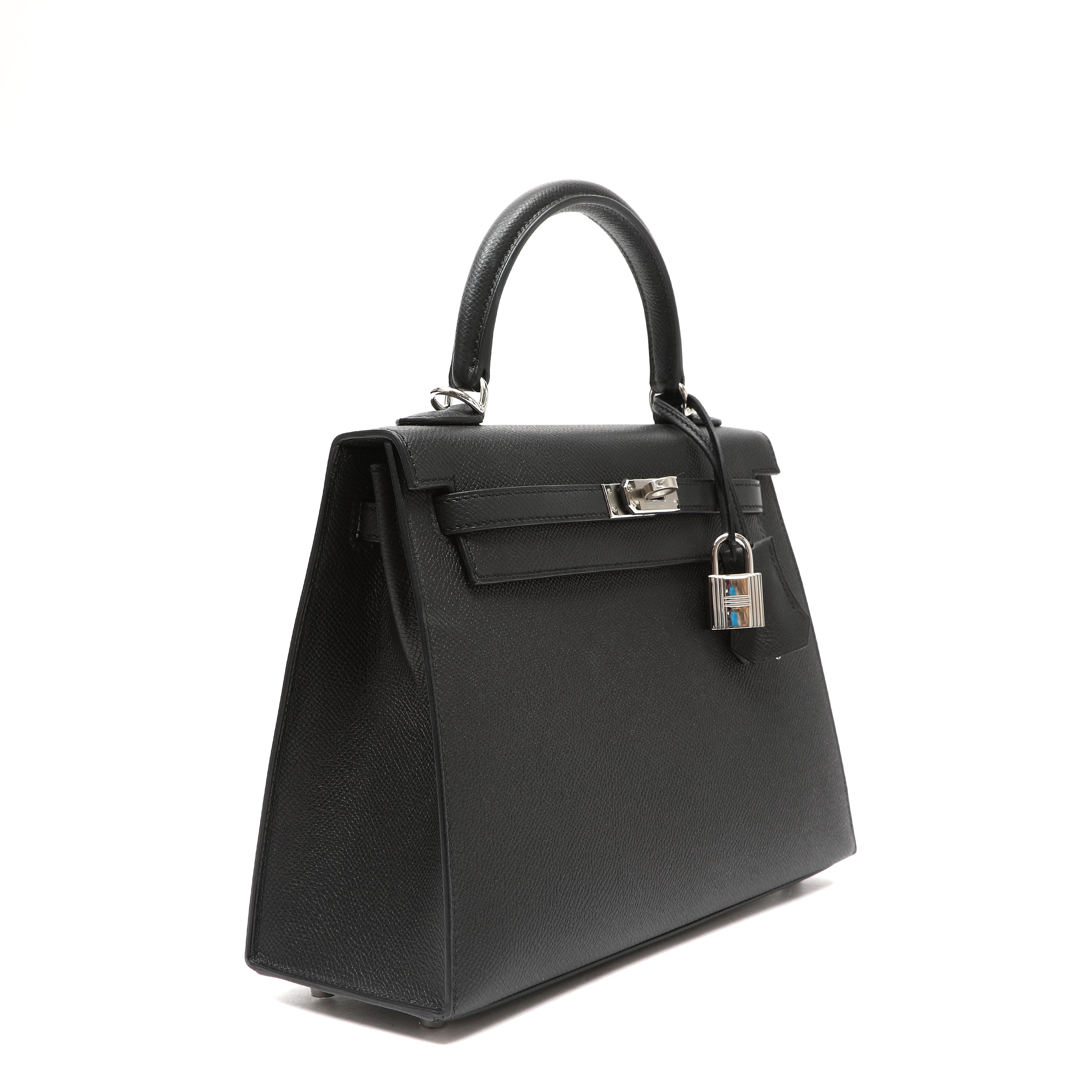 Hermès Kelly Sellier 25cm Black Handbag Epsom Leather w PH