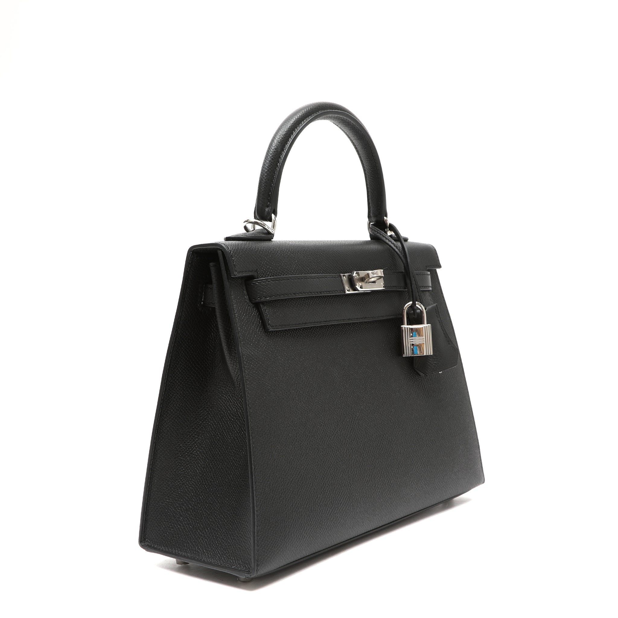 Hermès Kelly Sellier 25cm Black Handbag Epsom Leather w PH