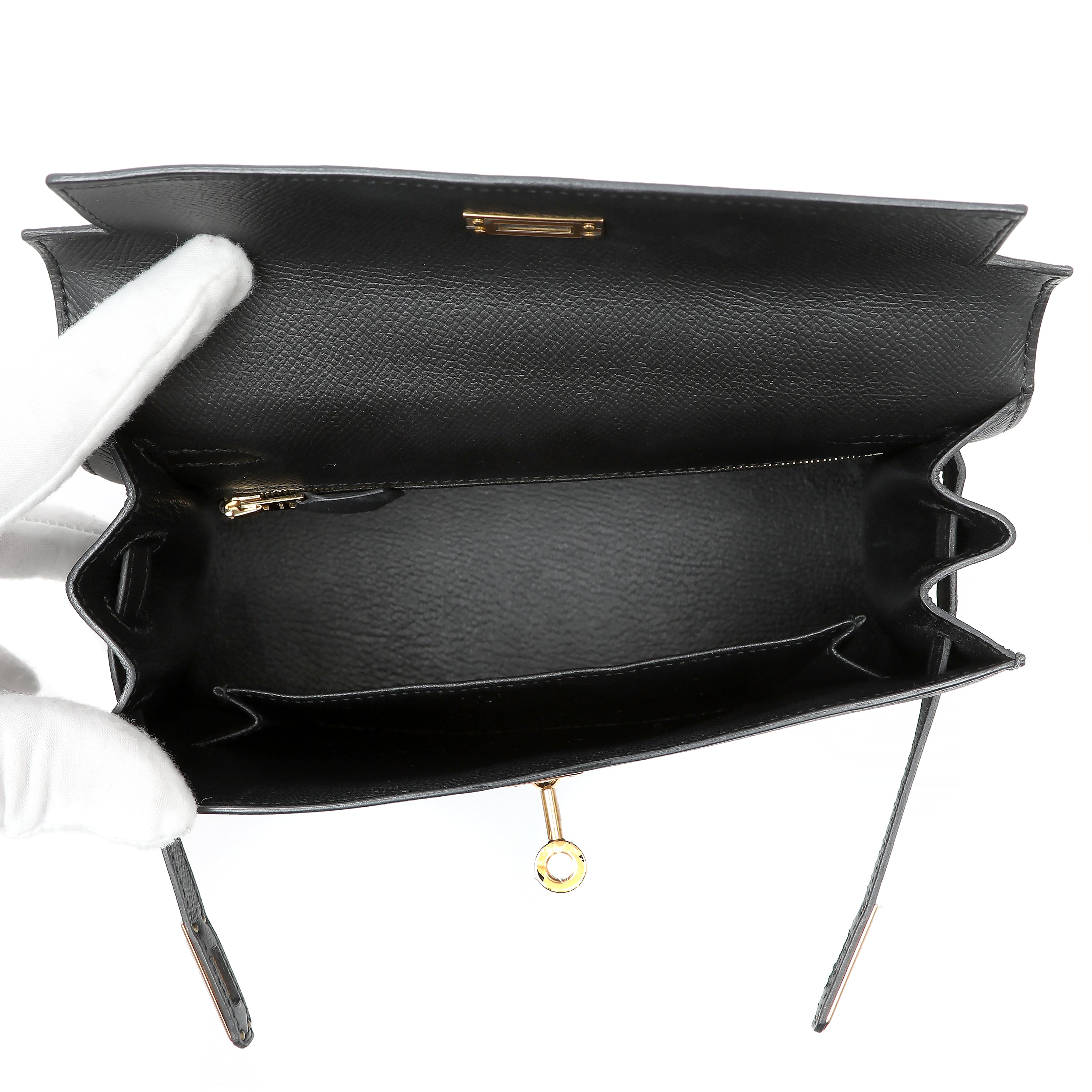 Hermès Kelly Sellier 25cm Handbag in Black Epsom Leather w GH