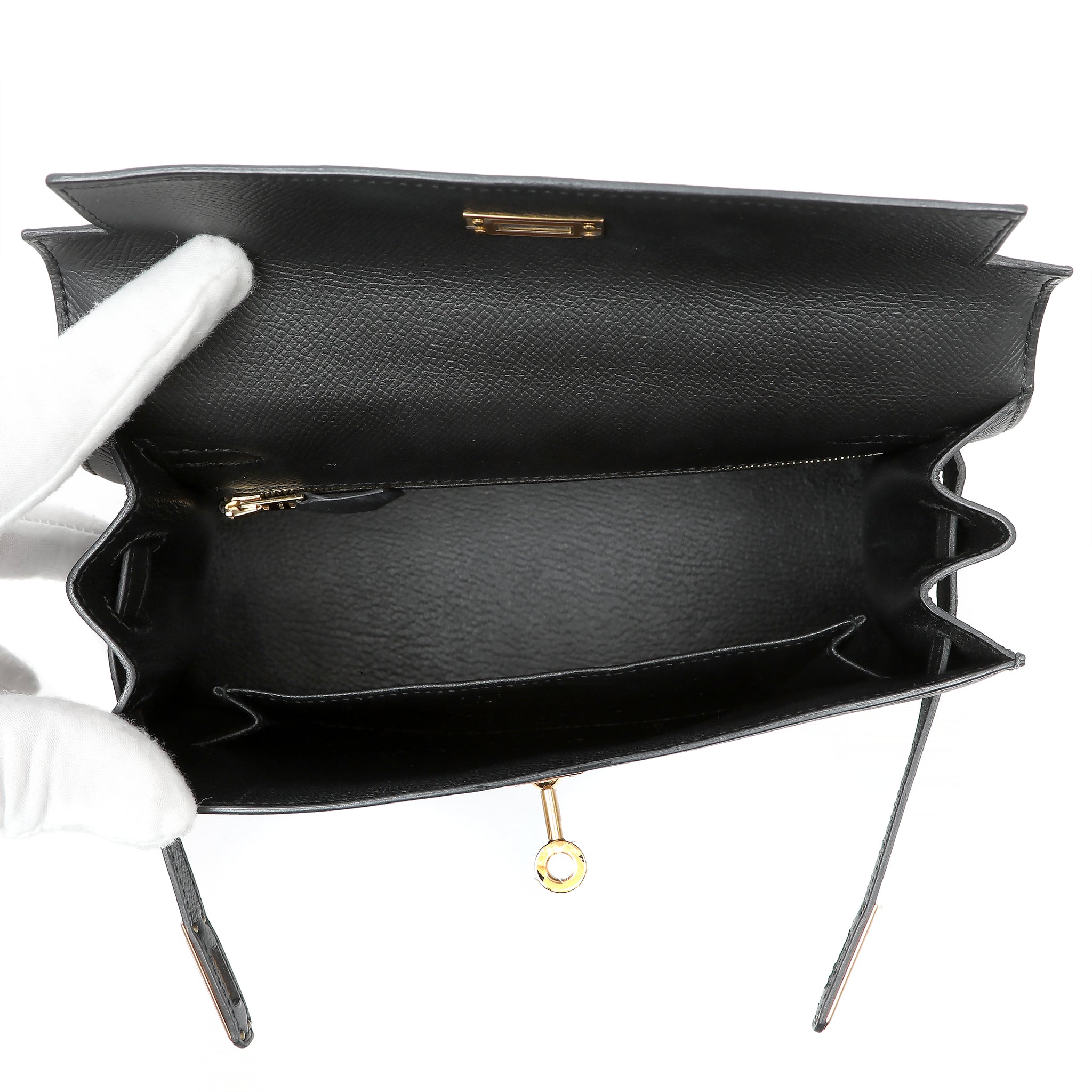 Hermès Kelly Sellier 25cm Handbag in Black Epsom Leather w GH