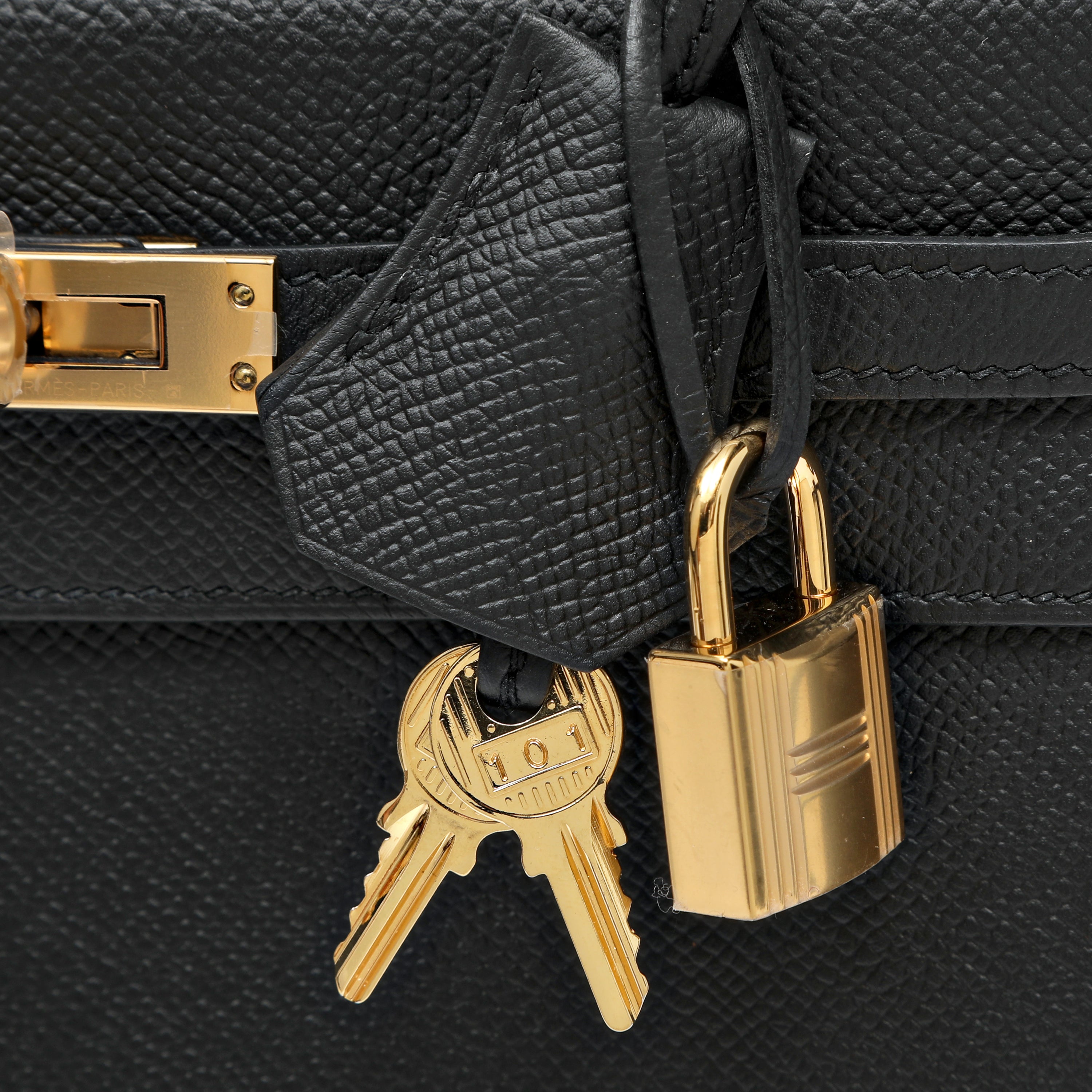 Hermès Kelly Sellier 25cm Handbag in Black Epsom Leather w GH