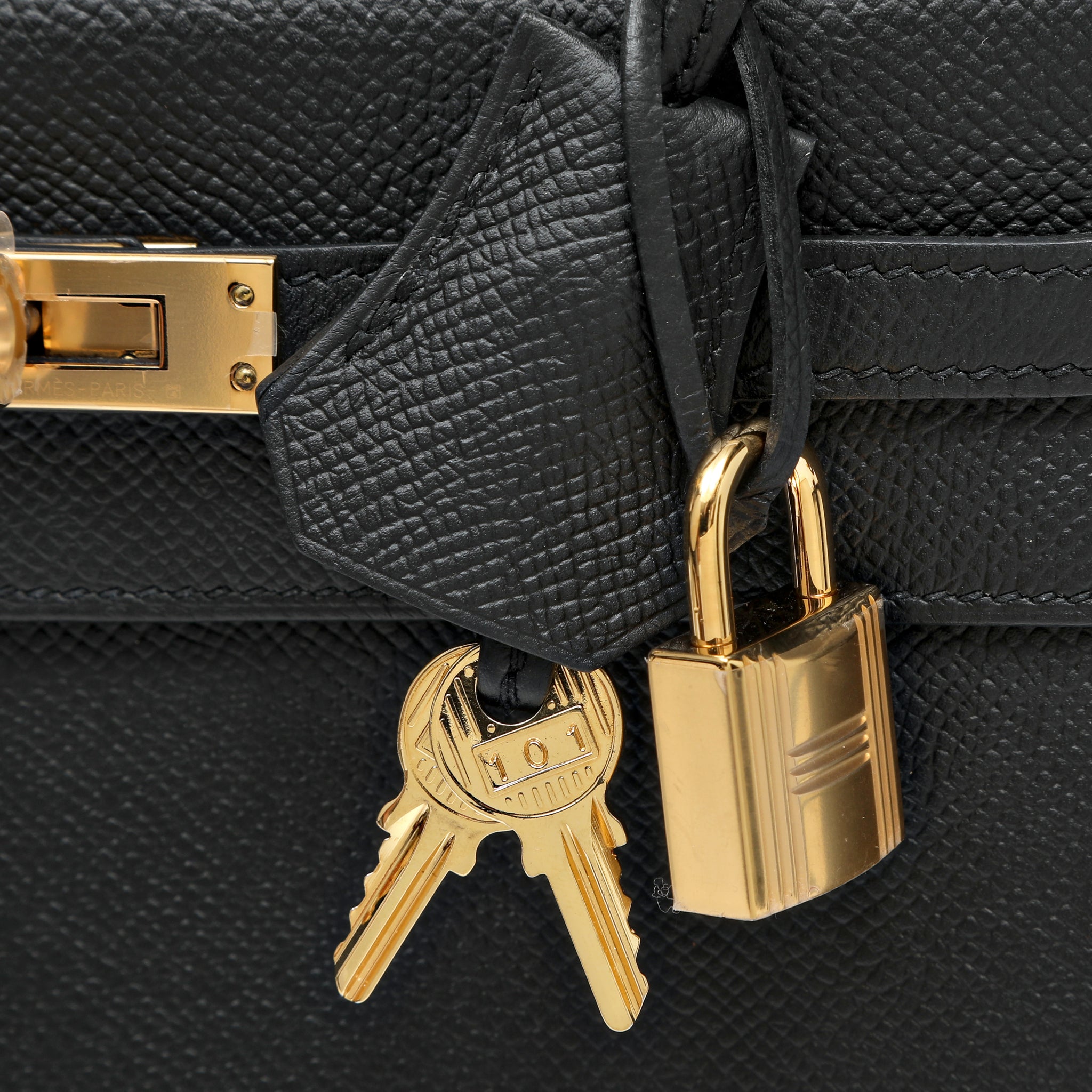 Hermès Kelly Sellier 25cm Handbag in Black Epsom Leather w GH