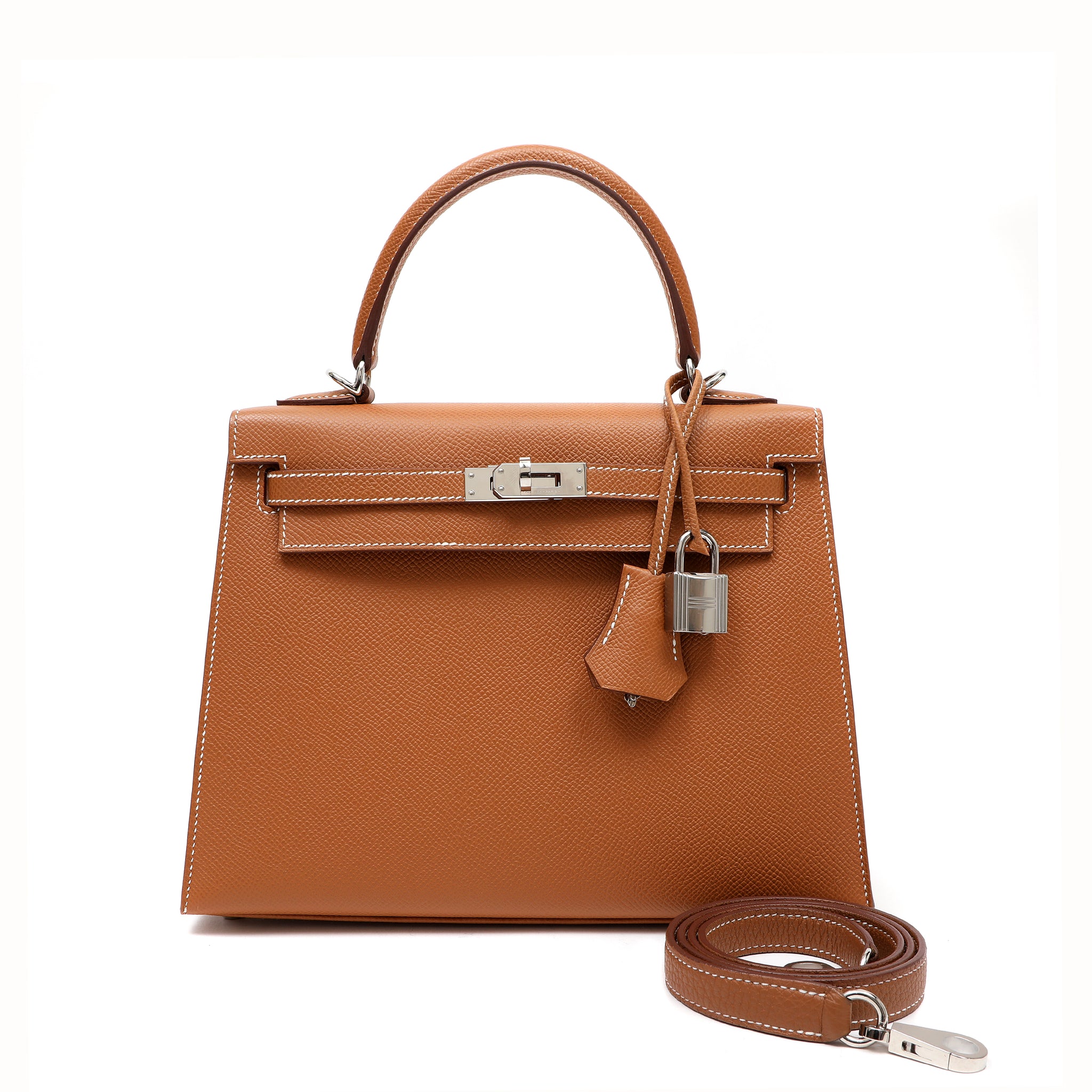 Hermès Kelly Sellier 25cm Handbag in Gold Epsom Leather w PH