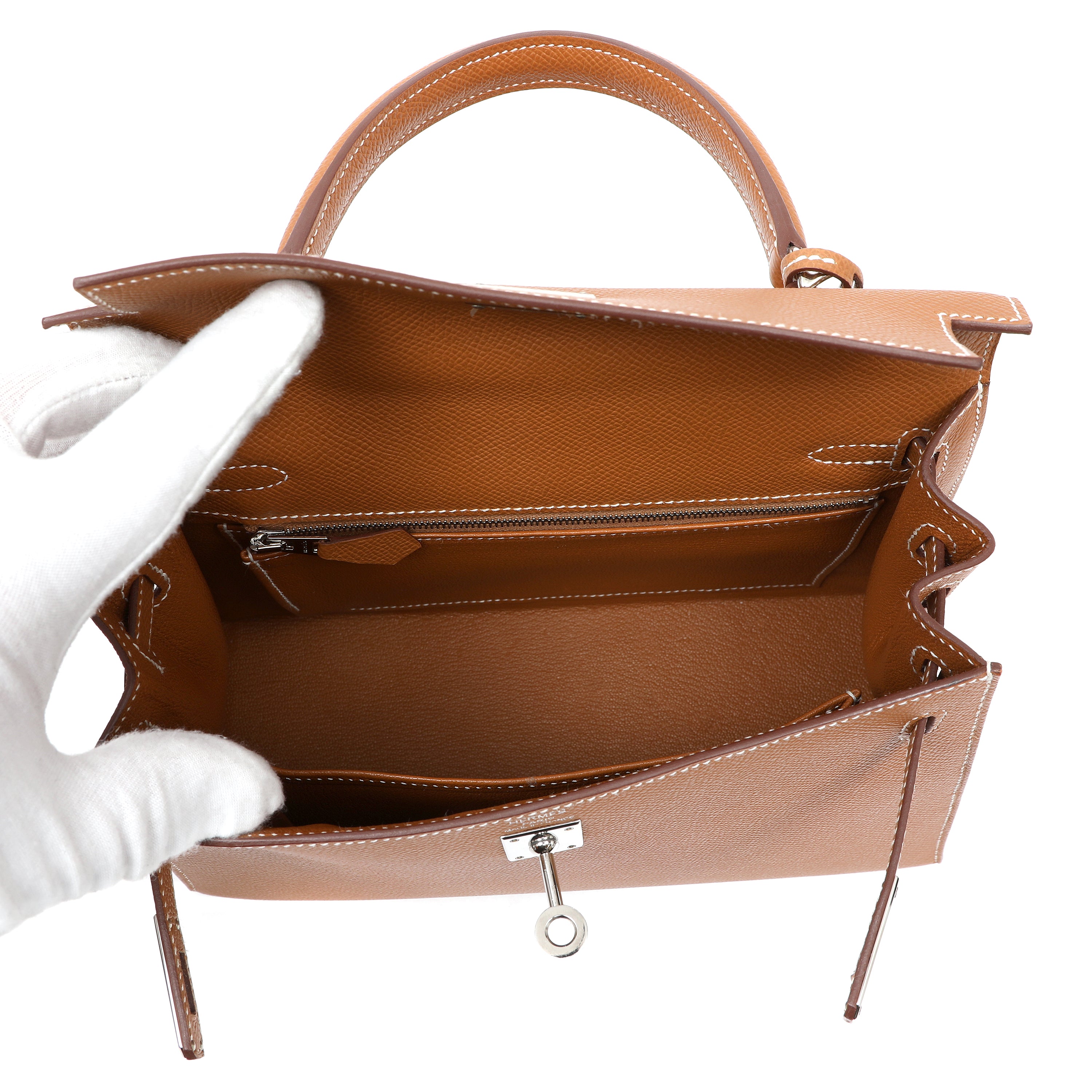 Hermès Kelly Sellier 25cm Handbag in Gold Epsom Leather w PH