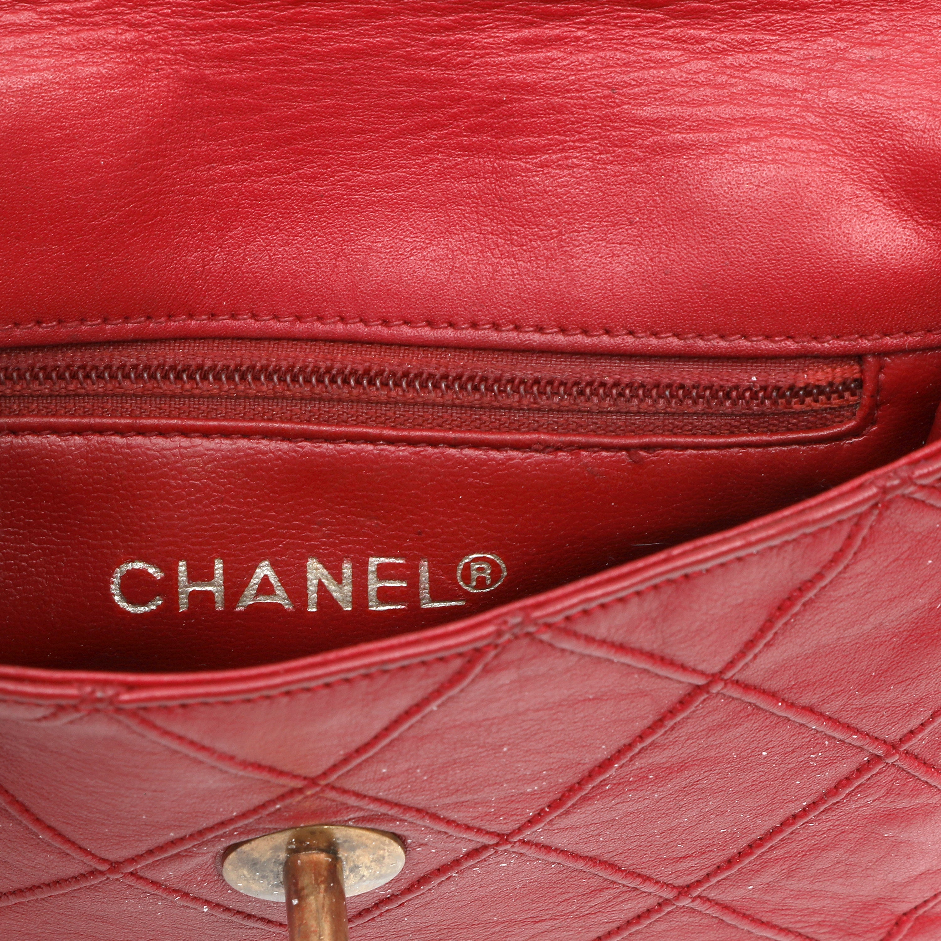 Chanel Vintage Red Lambskin Belt Bag w GH