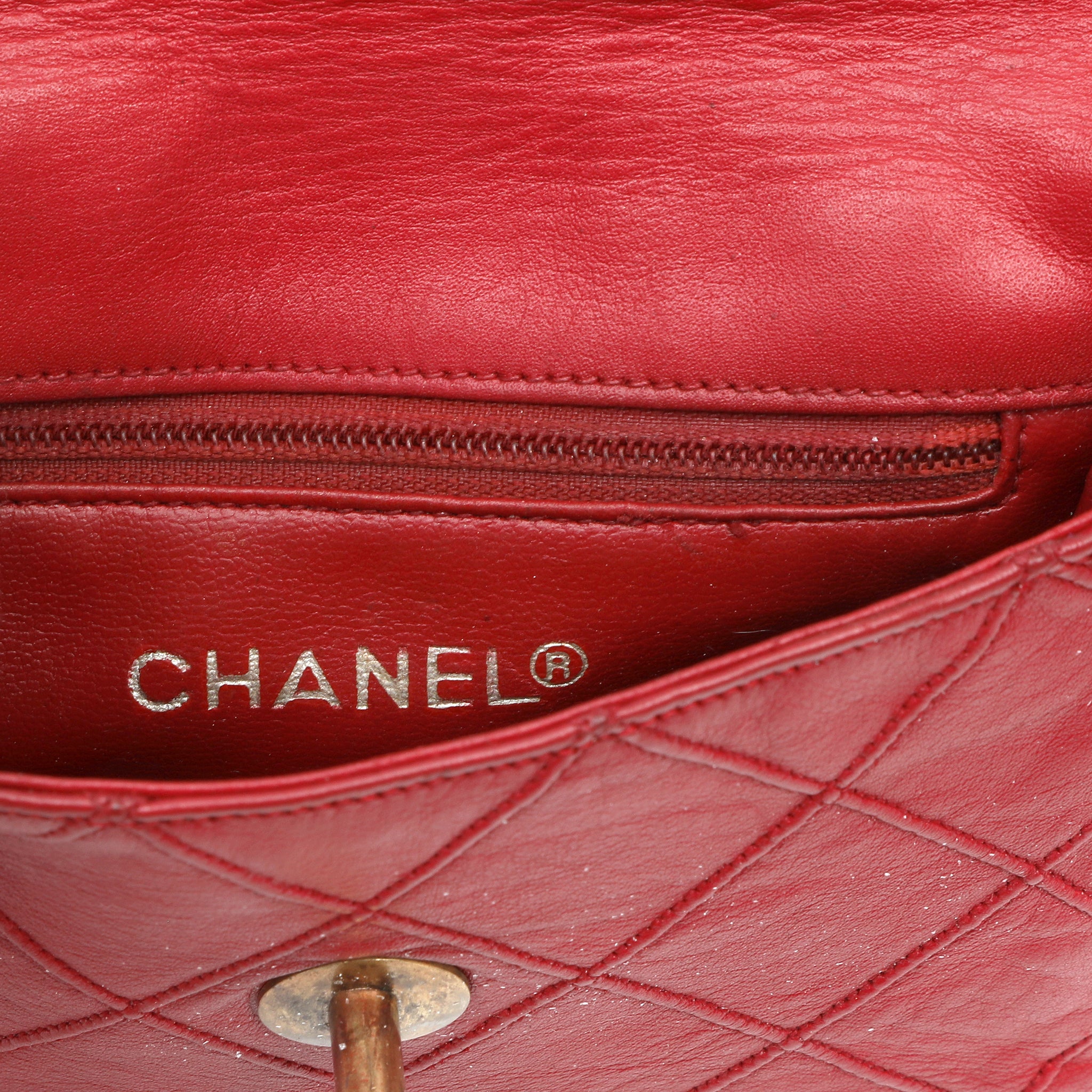 Chanel Vintage Red Lambskin Belt Bag w GH