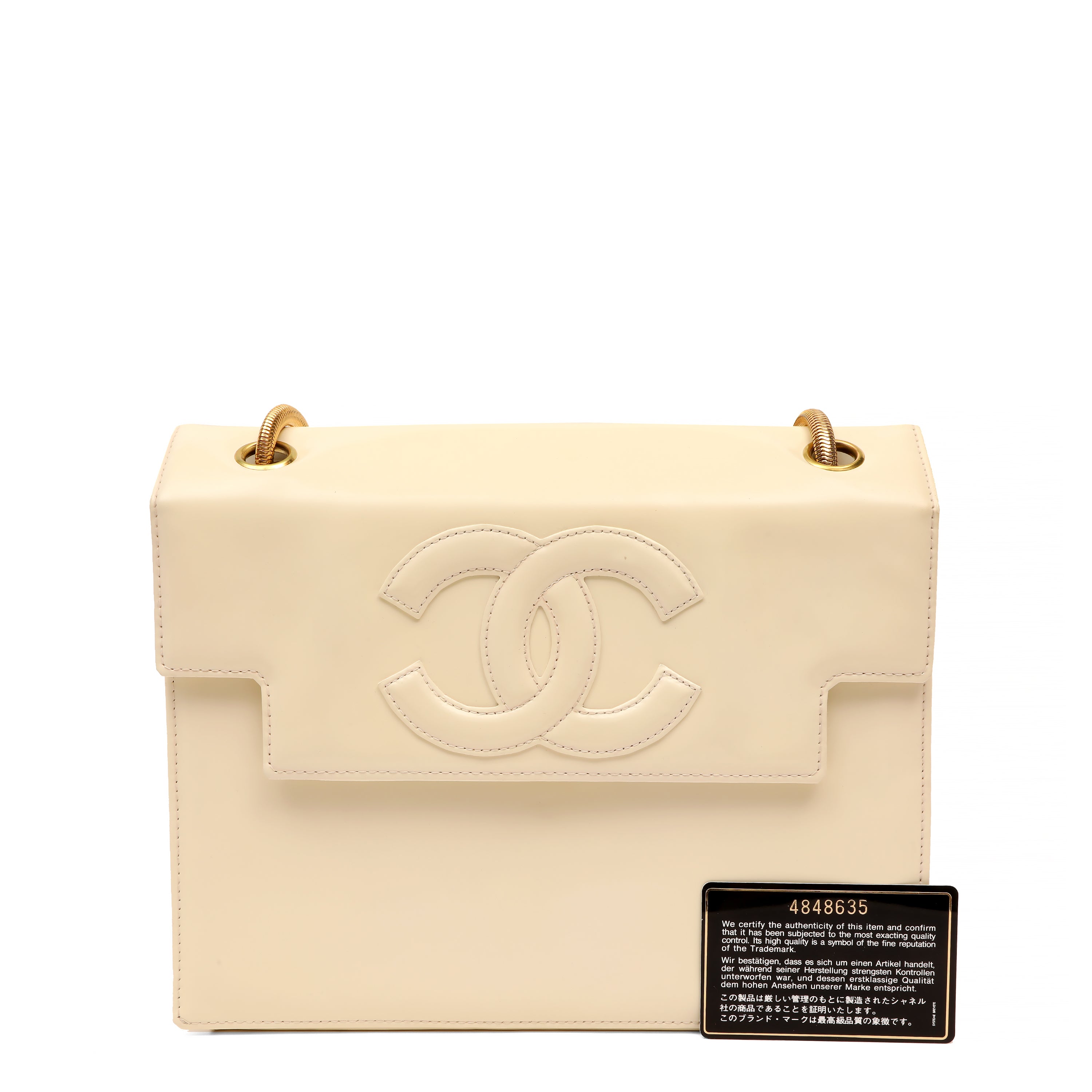 Chanel Vintage Ivory Patent CC Shoulder Bag w GH