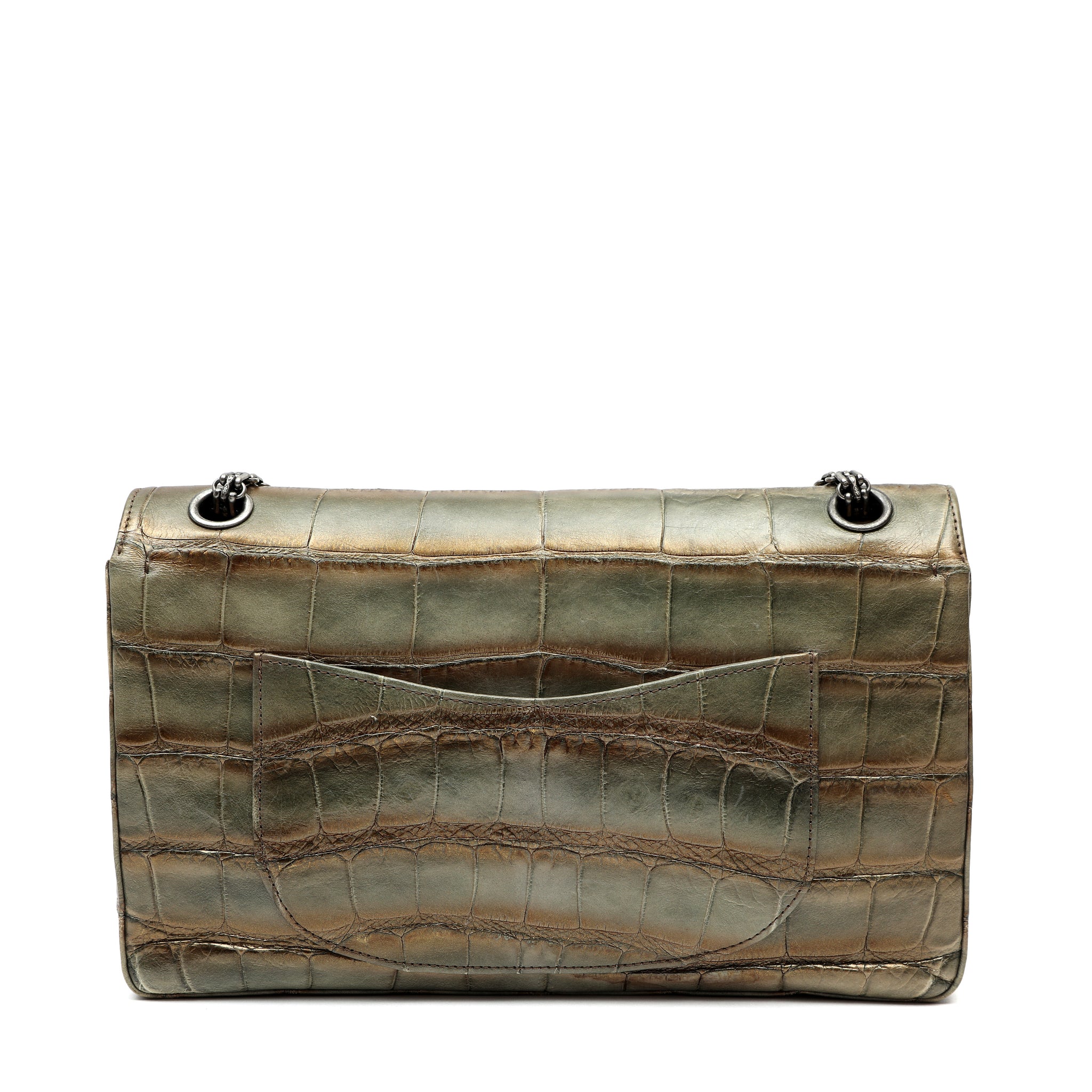 Chanel Metallic Green Gold Alligator 2.27 Reissue Flap
