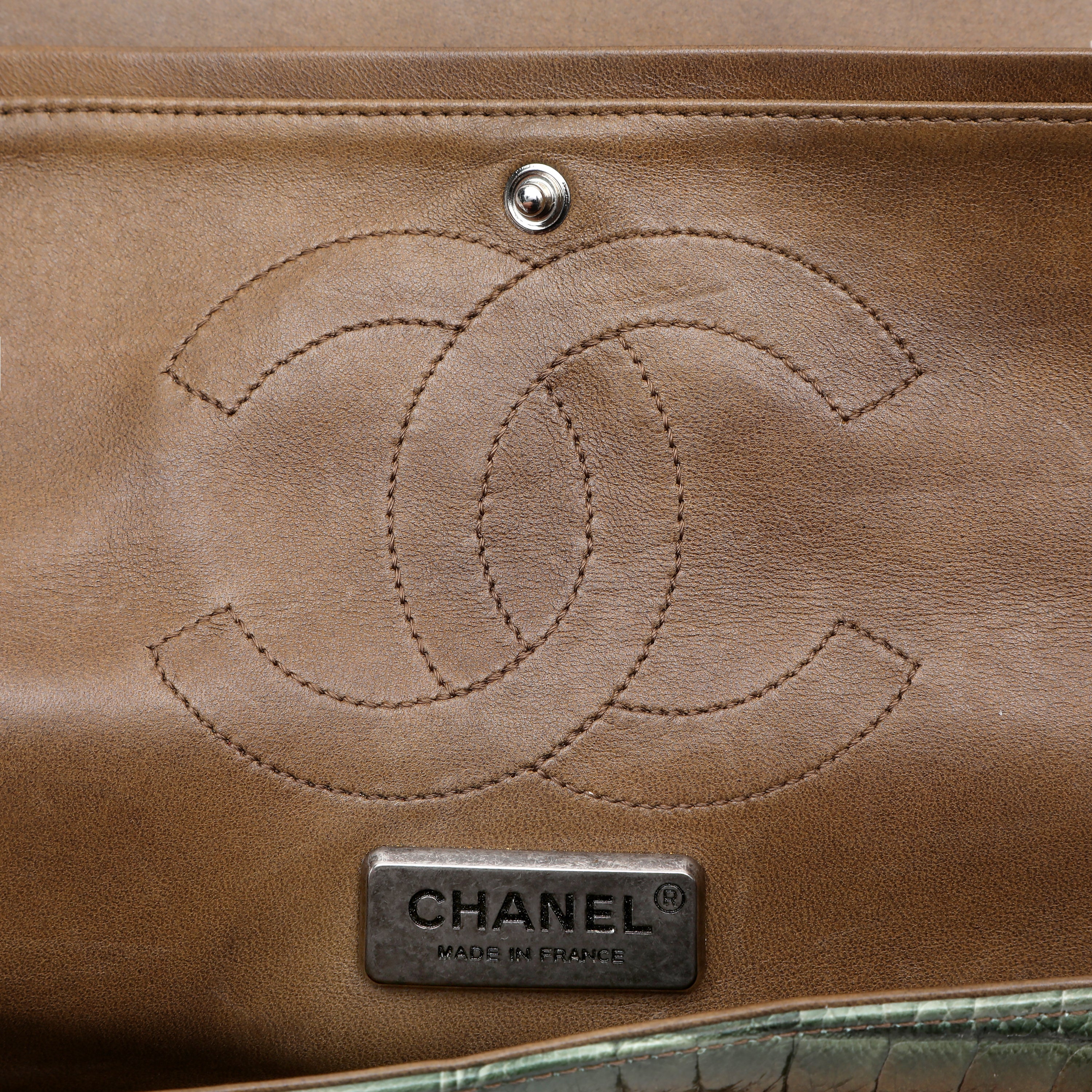 Chanel Metallic Green Gold Alligator 2.27 Reissue Flap