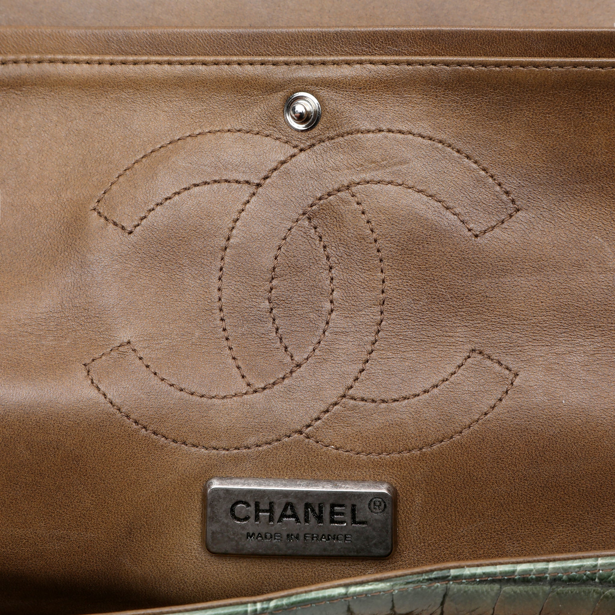 Chanel Metallic Green Gold Alligator 2.27 Reissue Flap