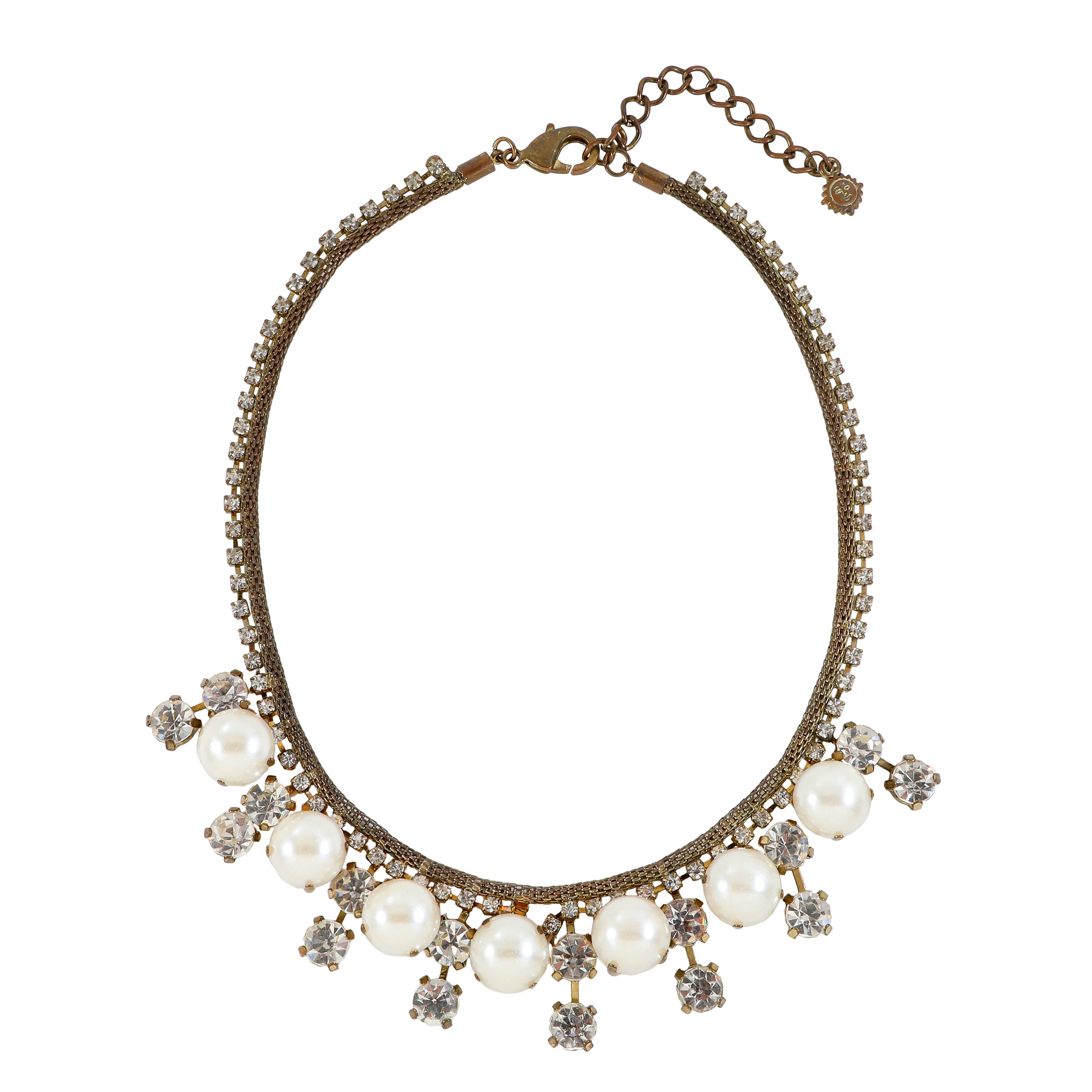Pearl and Crystal Statement Collar Necklace