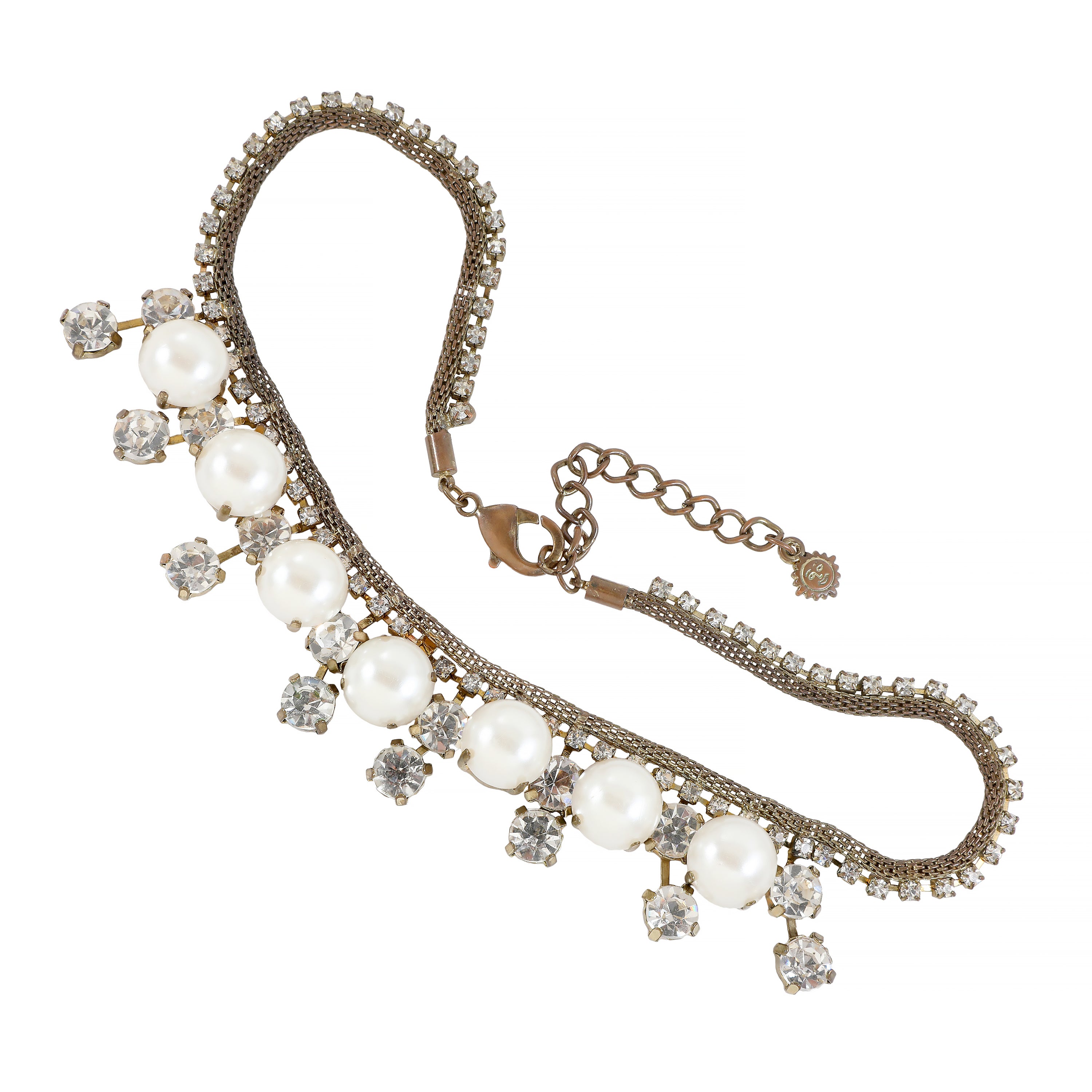Pearl and Crystal Statement Collar Necklace