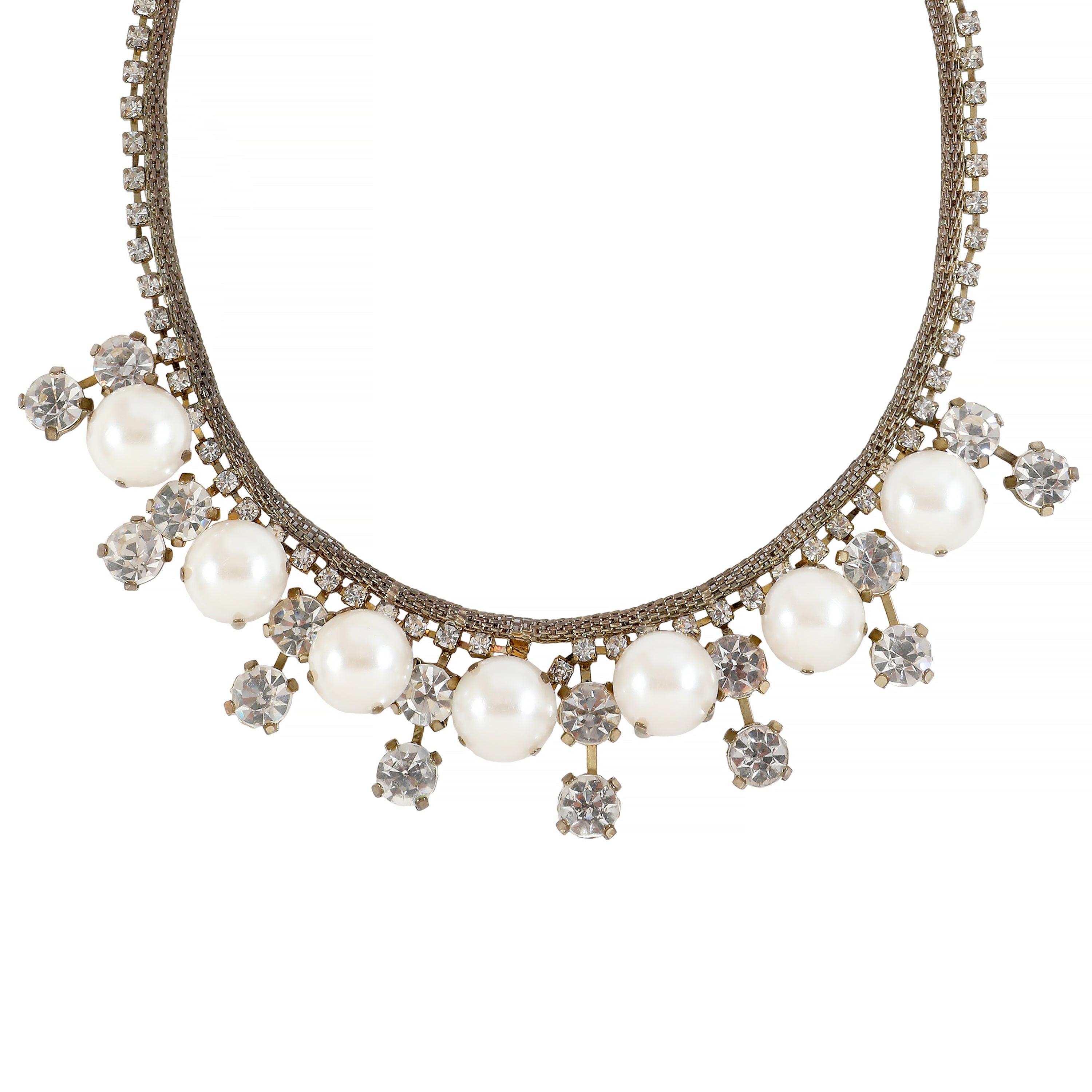 Pearl and Crystal Statement Collar Necklace