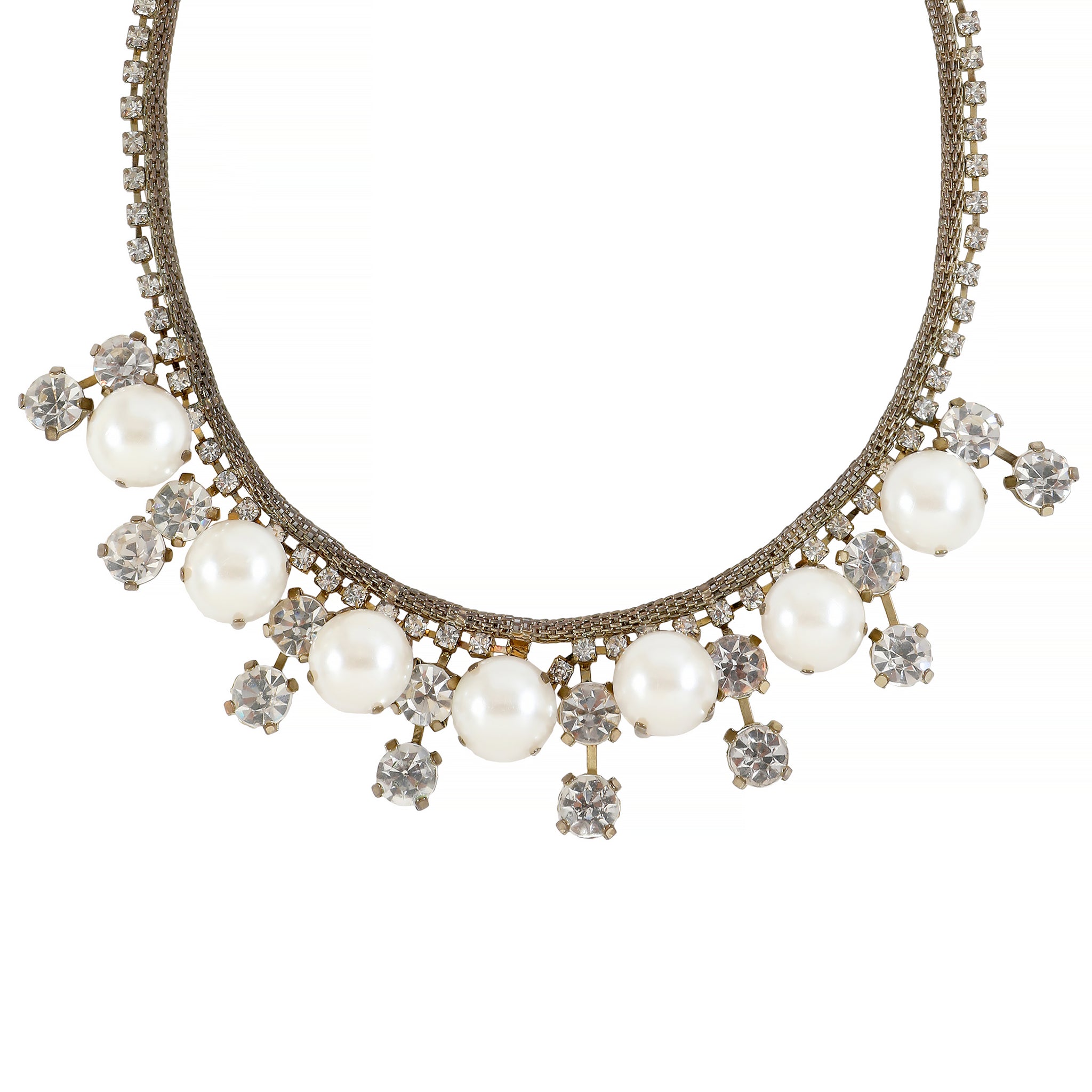 Pearl and Crystal Statement Collar Necklace
