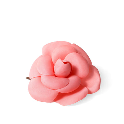 Chanel Pink Fabric Camellia Brooch Pin