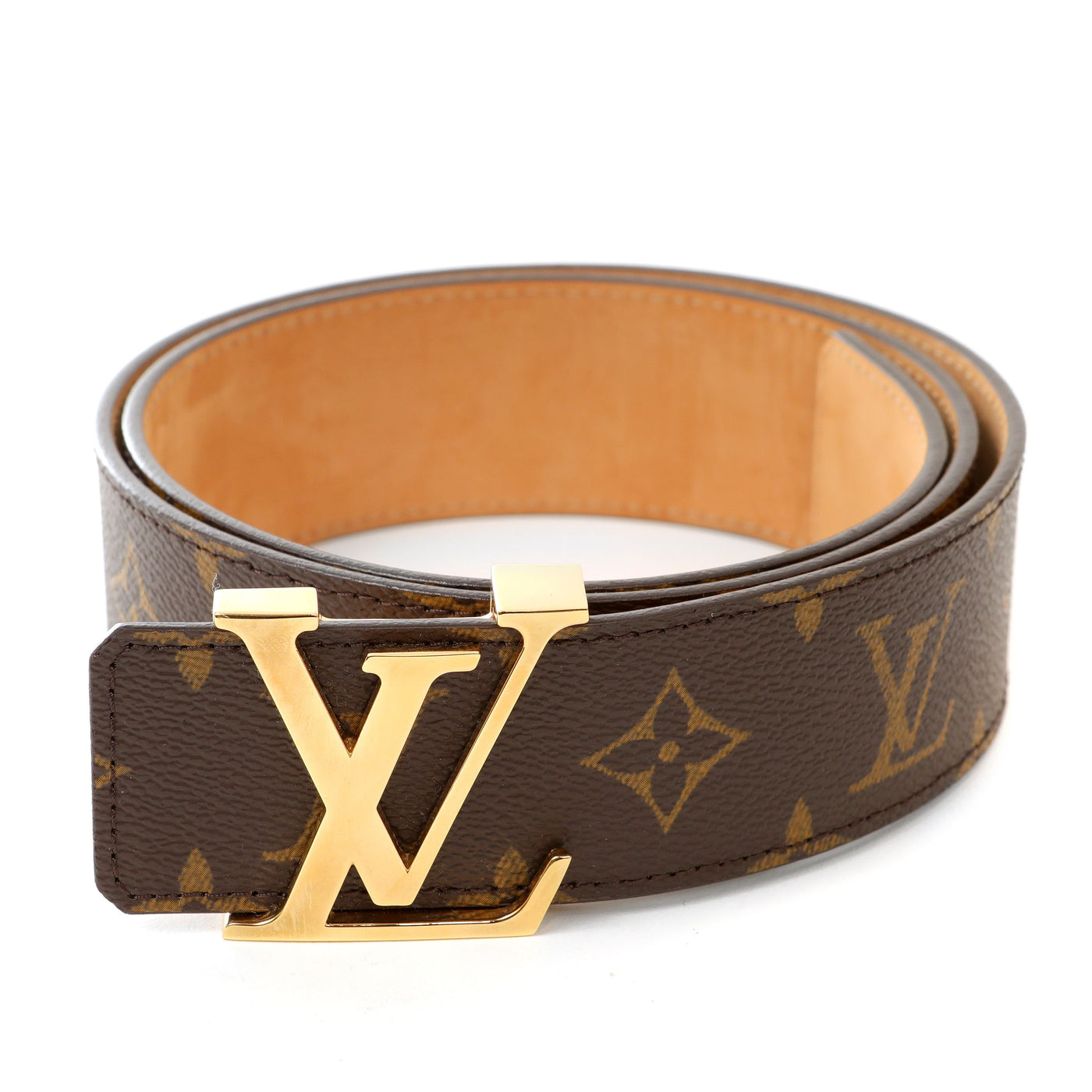Louis Vuitton Monogram Leather Belt w/ Gold Hardware
