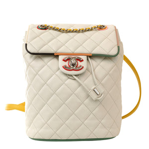 Chanel White Lambskin Urban Spirit Backpack with Silver Hardware