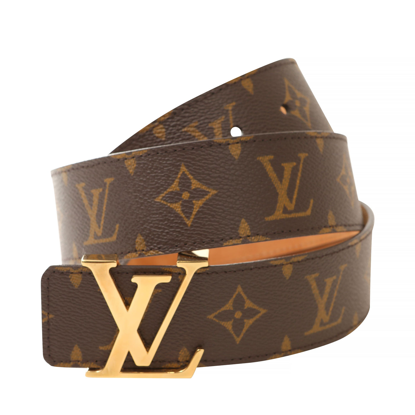 Louis Vuitton Monogram Leather Belt w/ Gold Hardware
