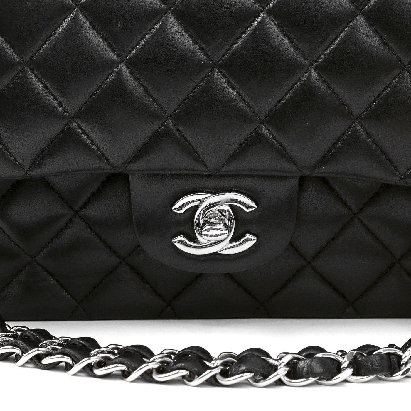 Chanel Black Lambskin Medium Classic with Silver Hardware