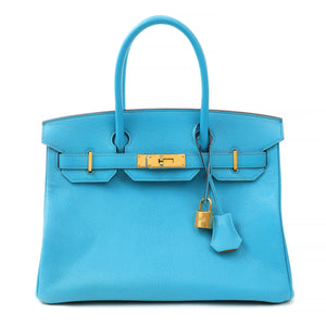 Hermes 30cm Blue Turquoise Chevre Birkin w/ Gold Hardware