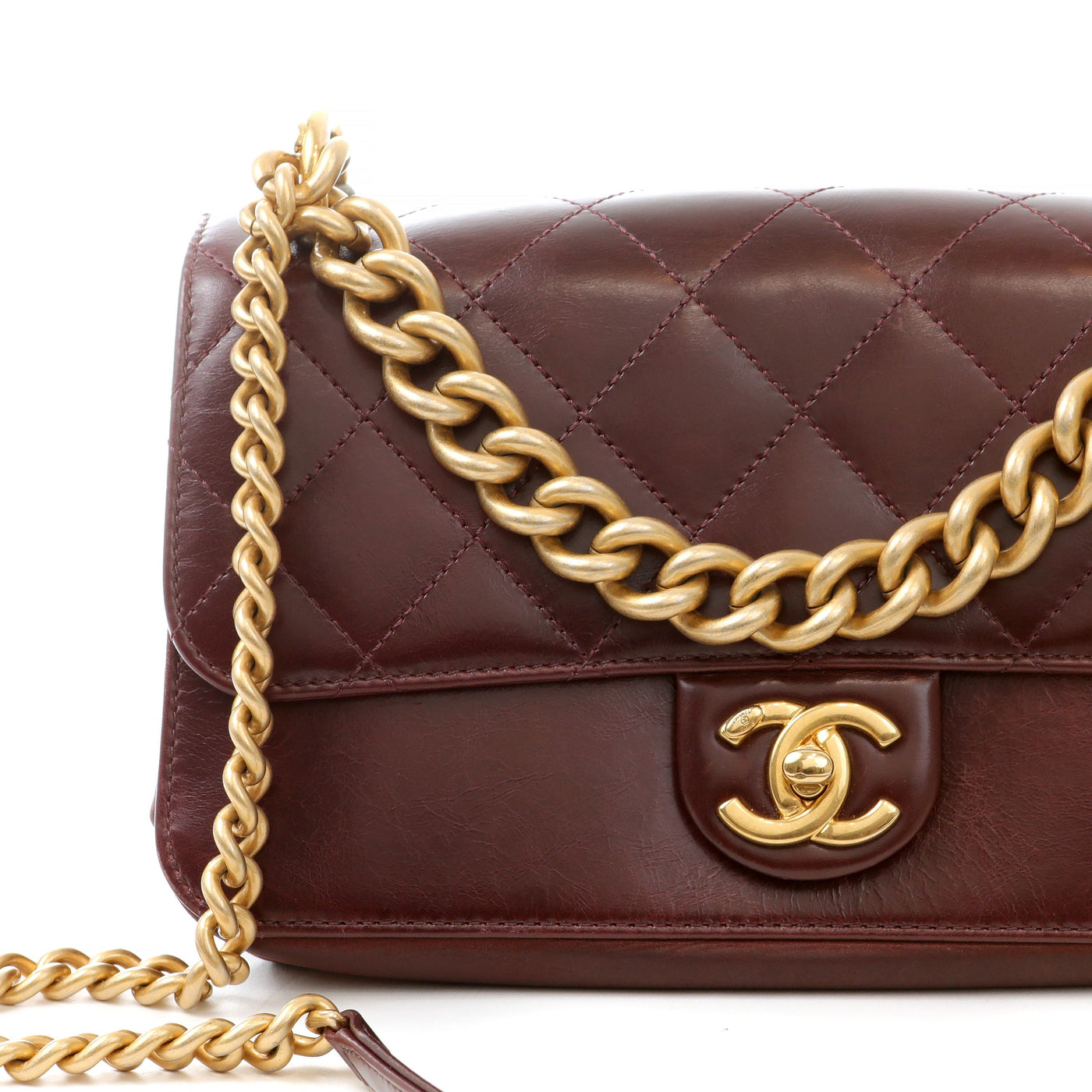 Chanel Vintage Burgundy Lambskin Suede Accordion Flap Bag w/ Antique Bronze Hardware