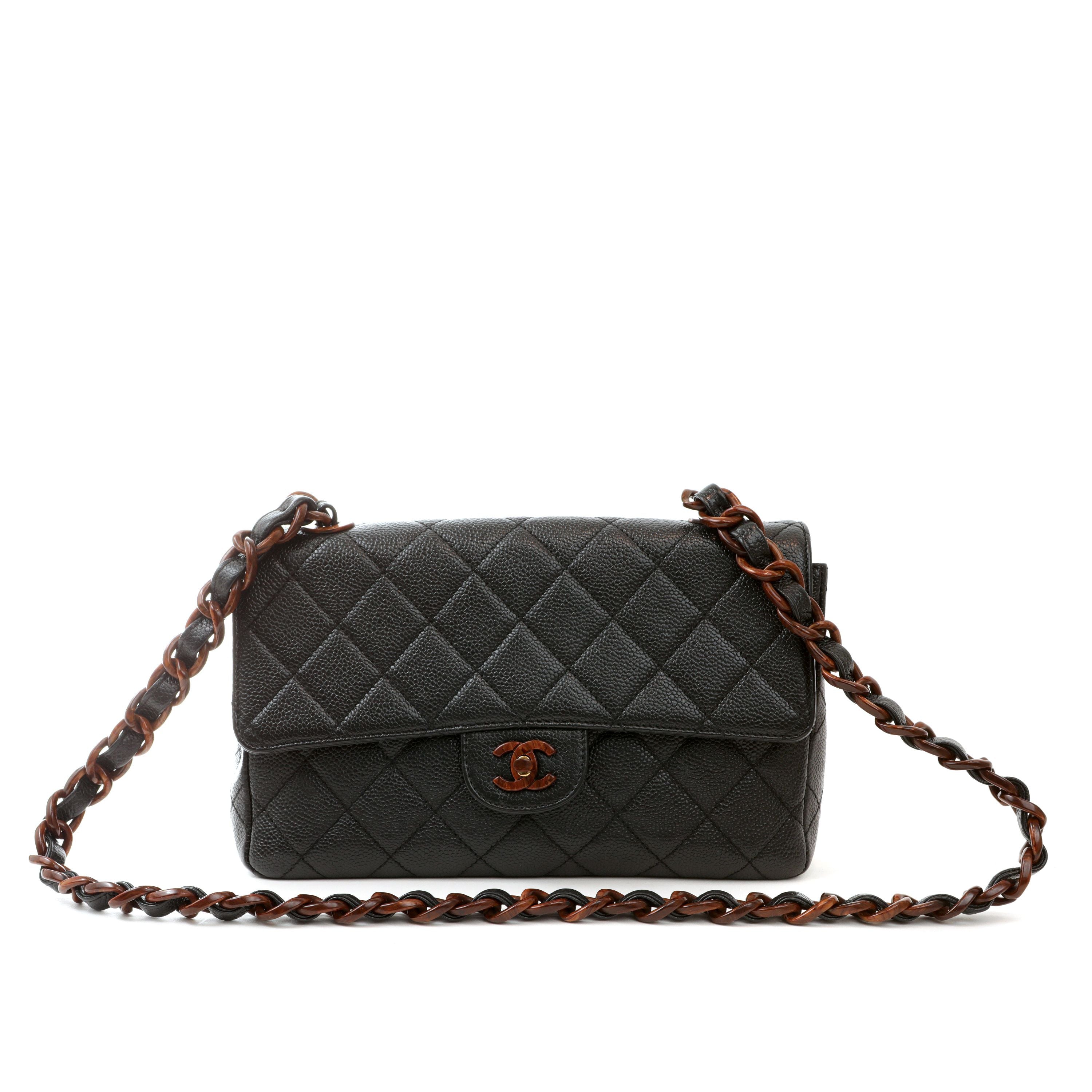 CHANEL Chain Handle CC Flap Quilted Leather Shoulder Bag Blue