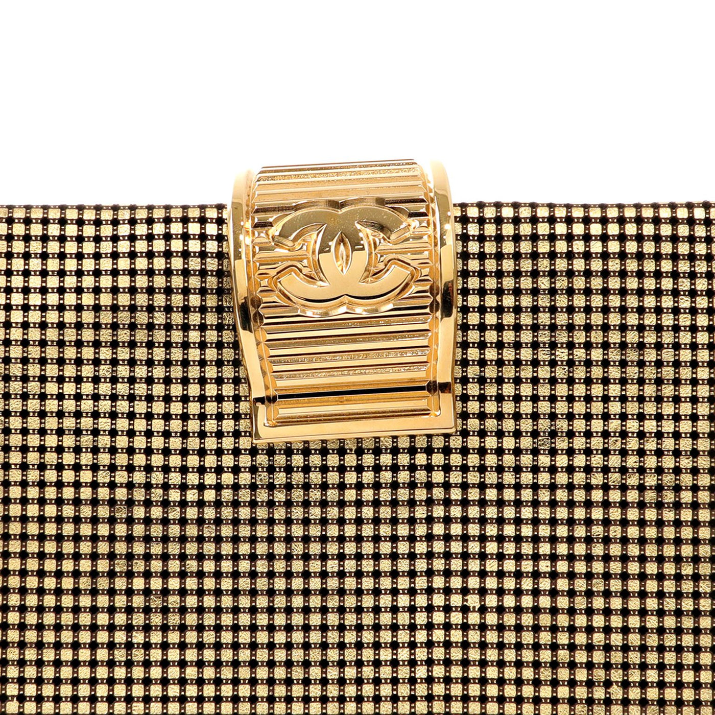 Chanel Metallic Gold Mesh Lambskin Bi-Fold Evening CC Clutch