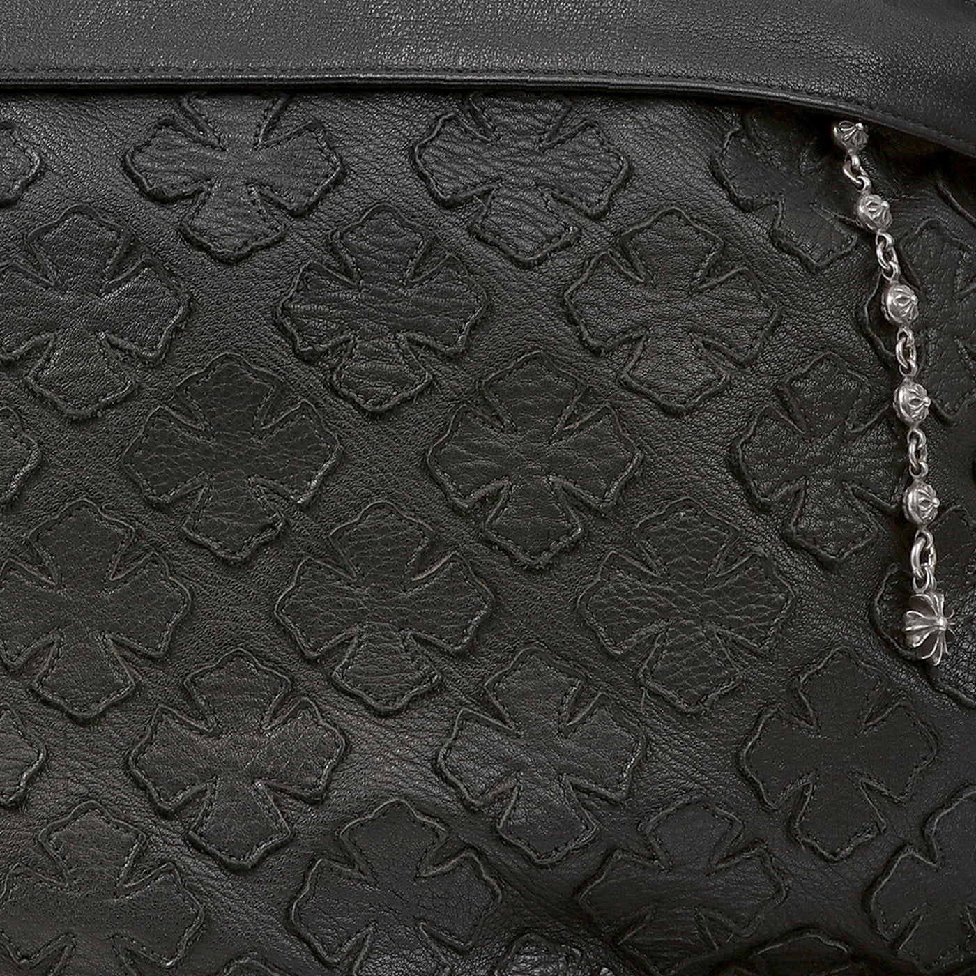 Chrome Hearts Black Leather Tote with Cross Applique