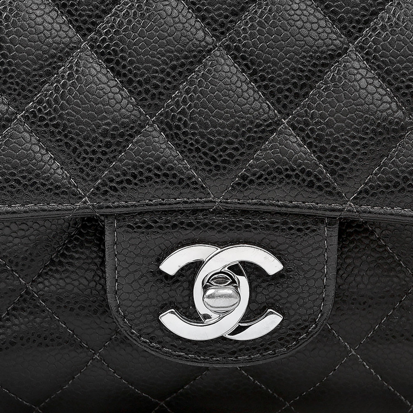 Chanel Black Caviar Medium Classic with Silver Hardware .Pre-Owned